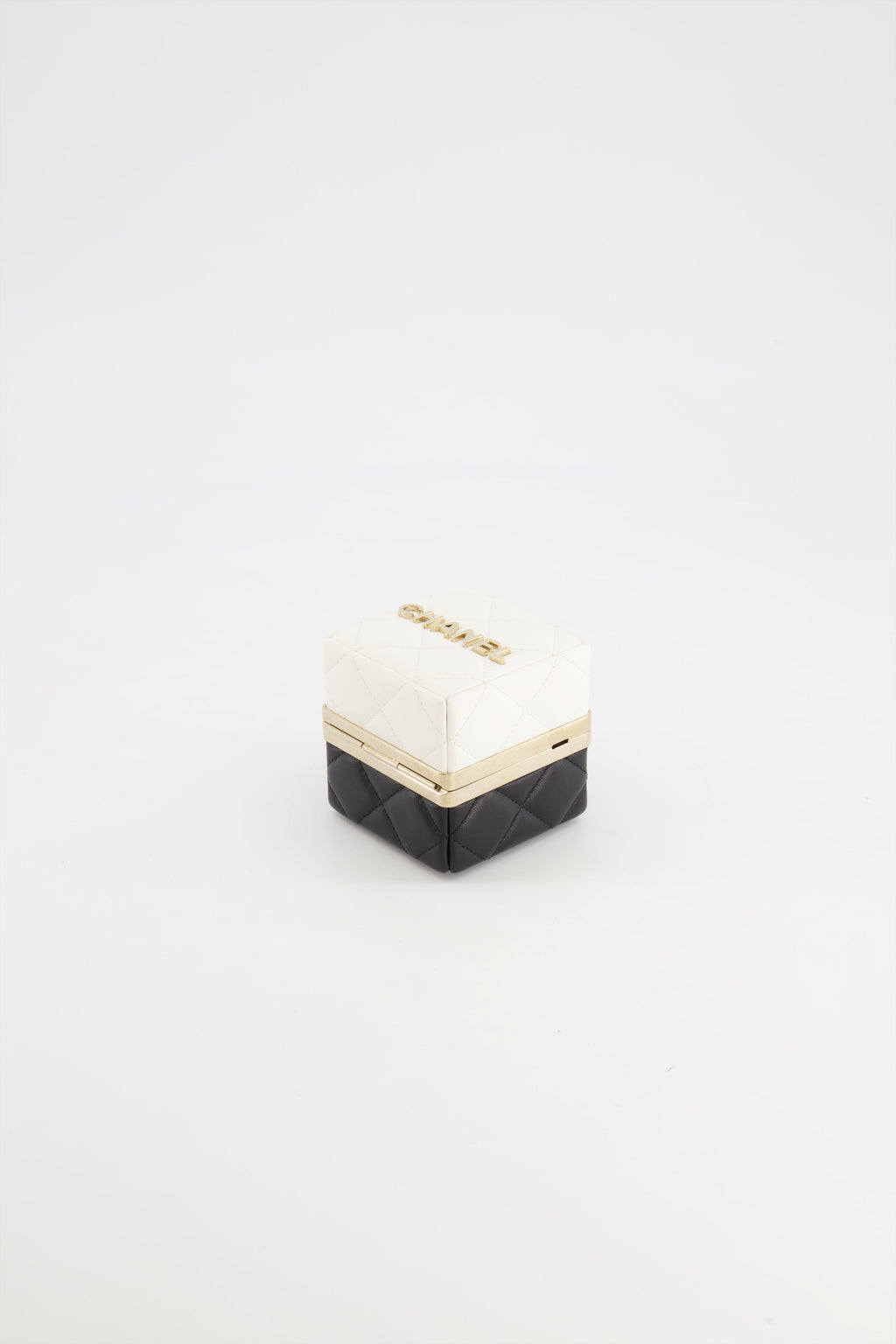 Chanel Black and White Micro Box Square Bag with Gold Hardware