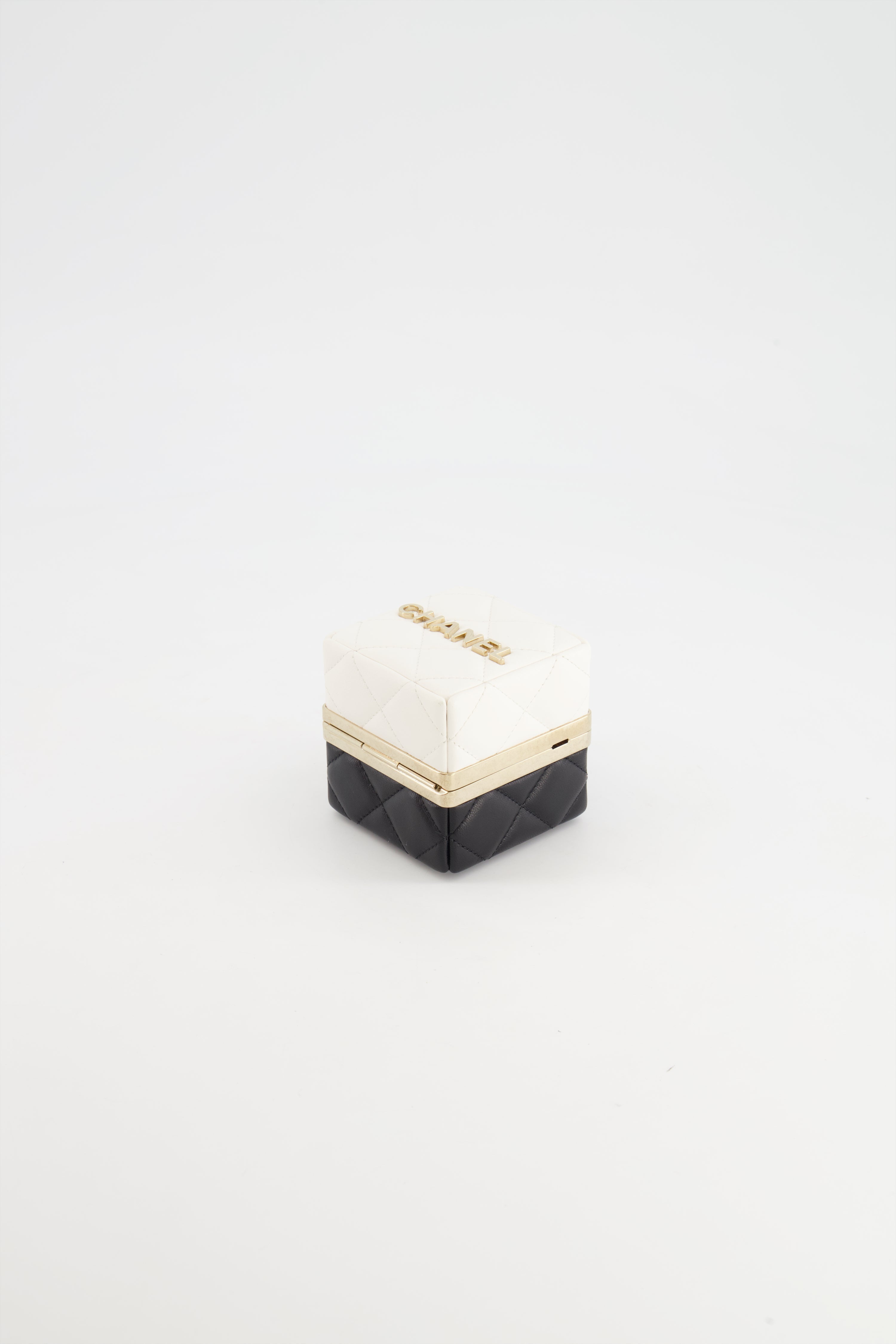 Chanel Black and White Micro Box Square Bag with Gold Hardware