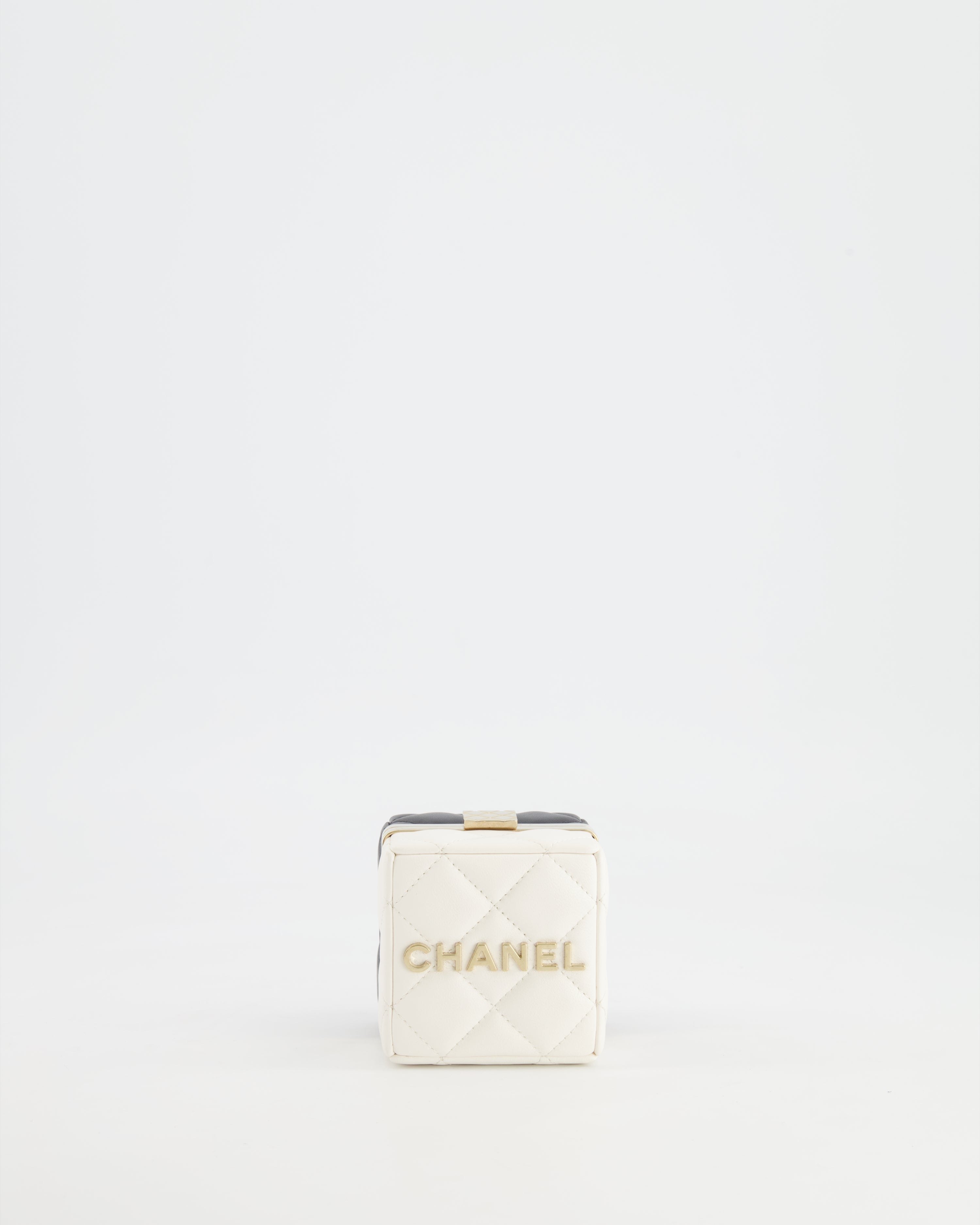 Chanel Black and White Micro Box Square Bag with Gold Hardware