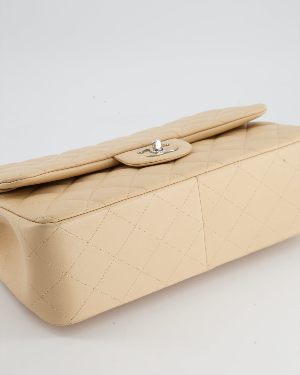 Chanel Beige Jumbo Classic Double Flap Bag in Lambskin with Silver Hardware RRP £9,240