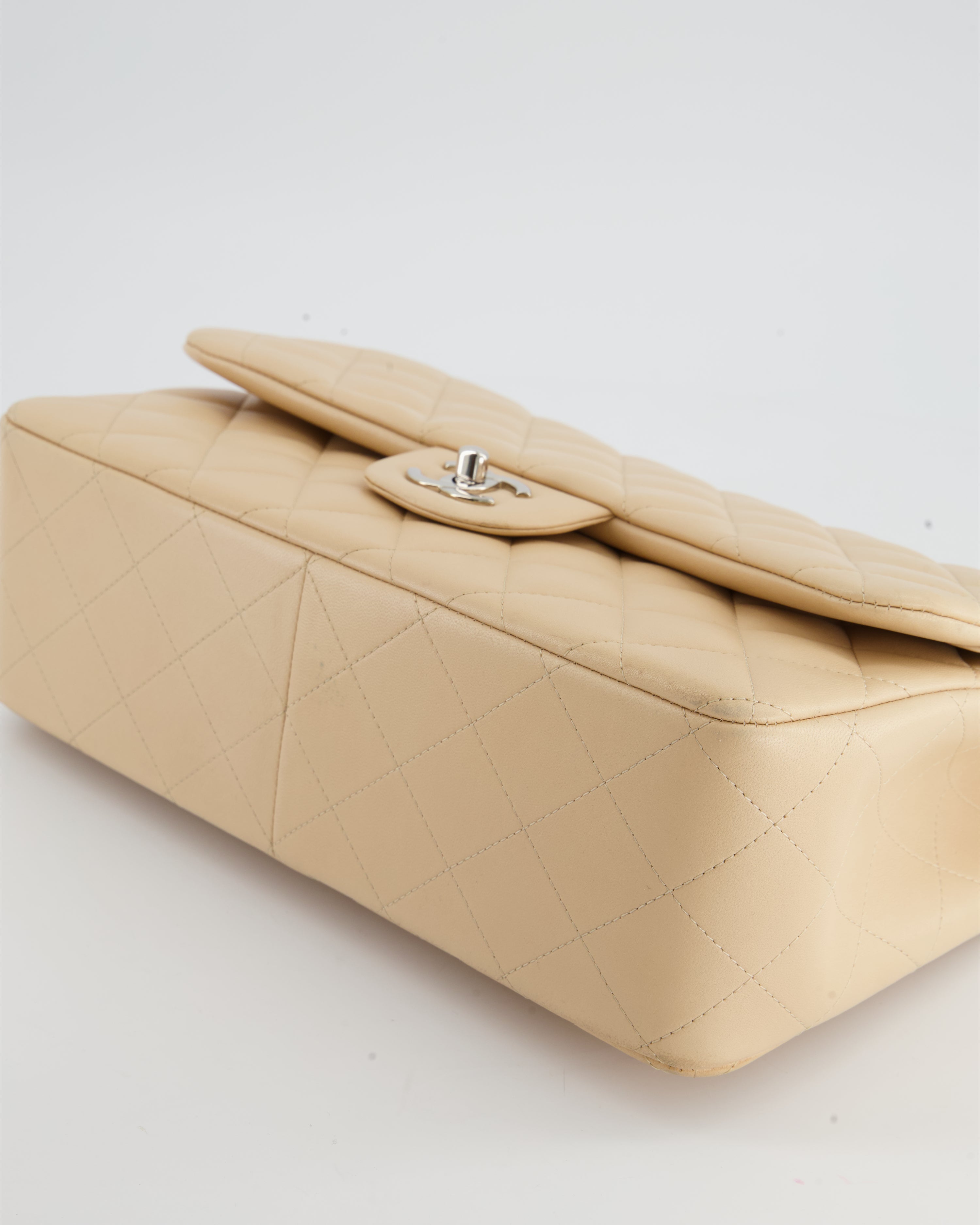 Chanel Beige Jumbo Classic Double Flap Bag in Lambskin with Silver Hardware RRP £9,240