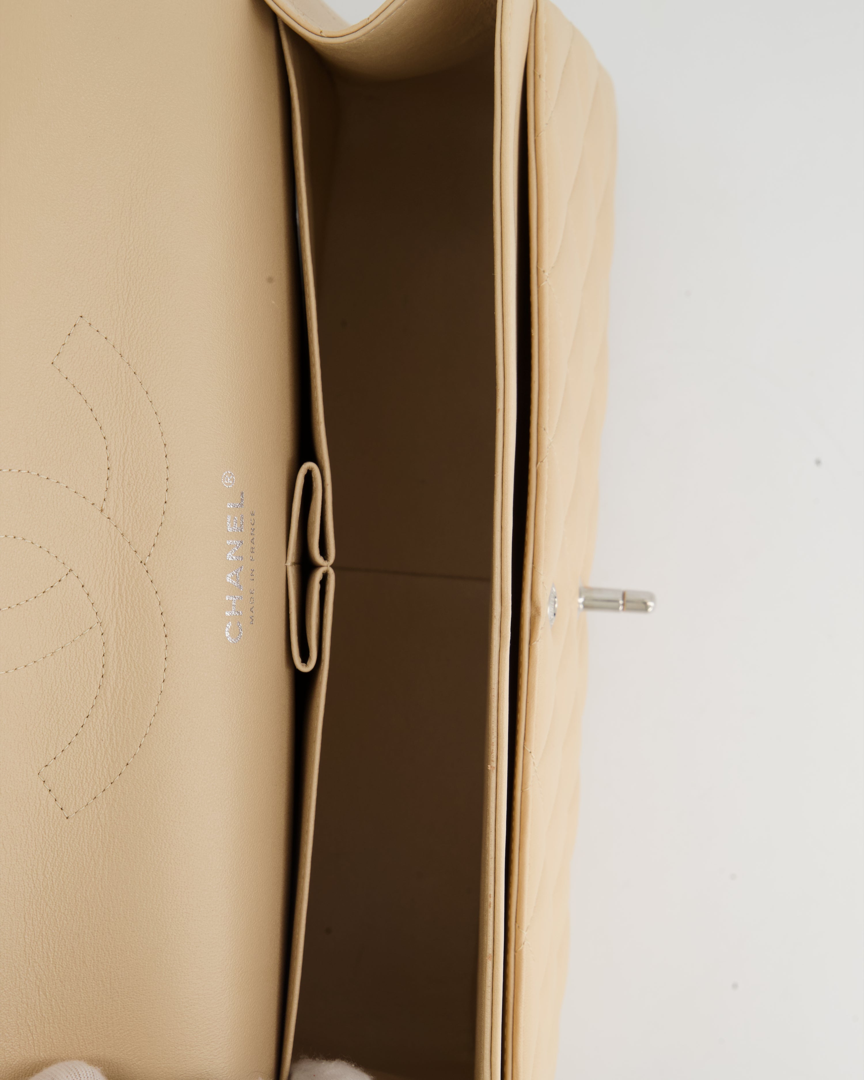 Chanel Beige Jumbo Classic Double Flap Bag in Lambskin with Silver Hardware RRP £9,240