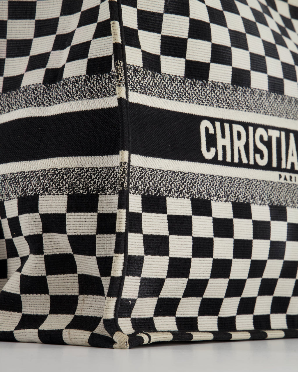 Christian Dior Large Black and White Chequered Book Tote Bag RRP £2,550