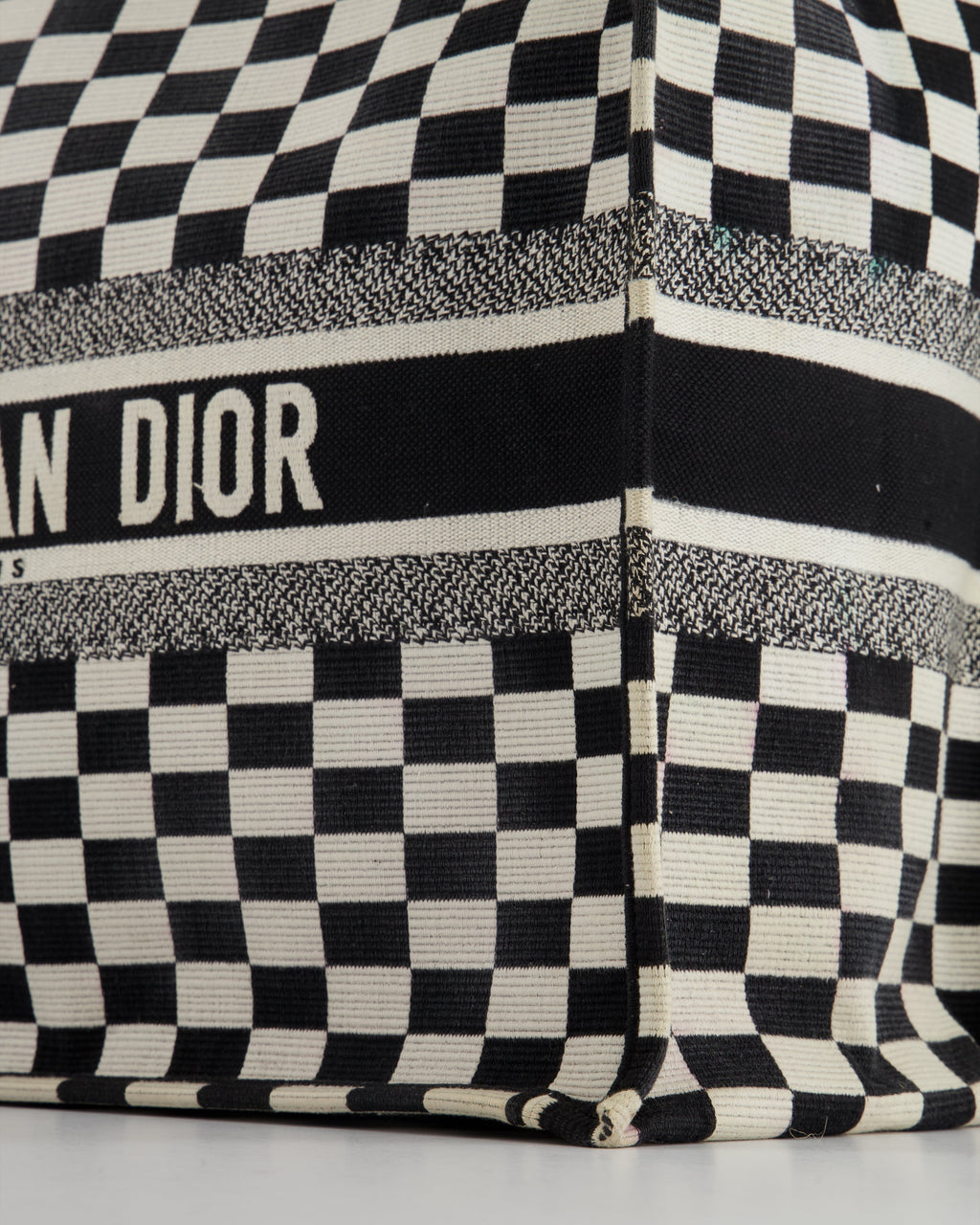 Christian Dior Large Black and White Chequered Book Tote Bag RRP £2,550
