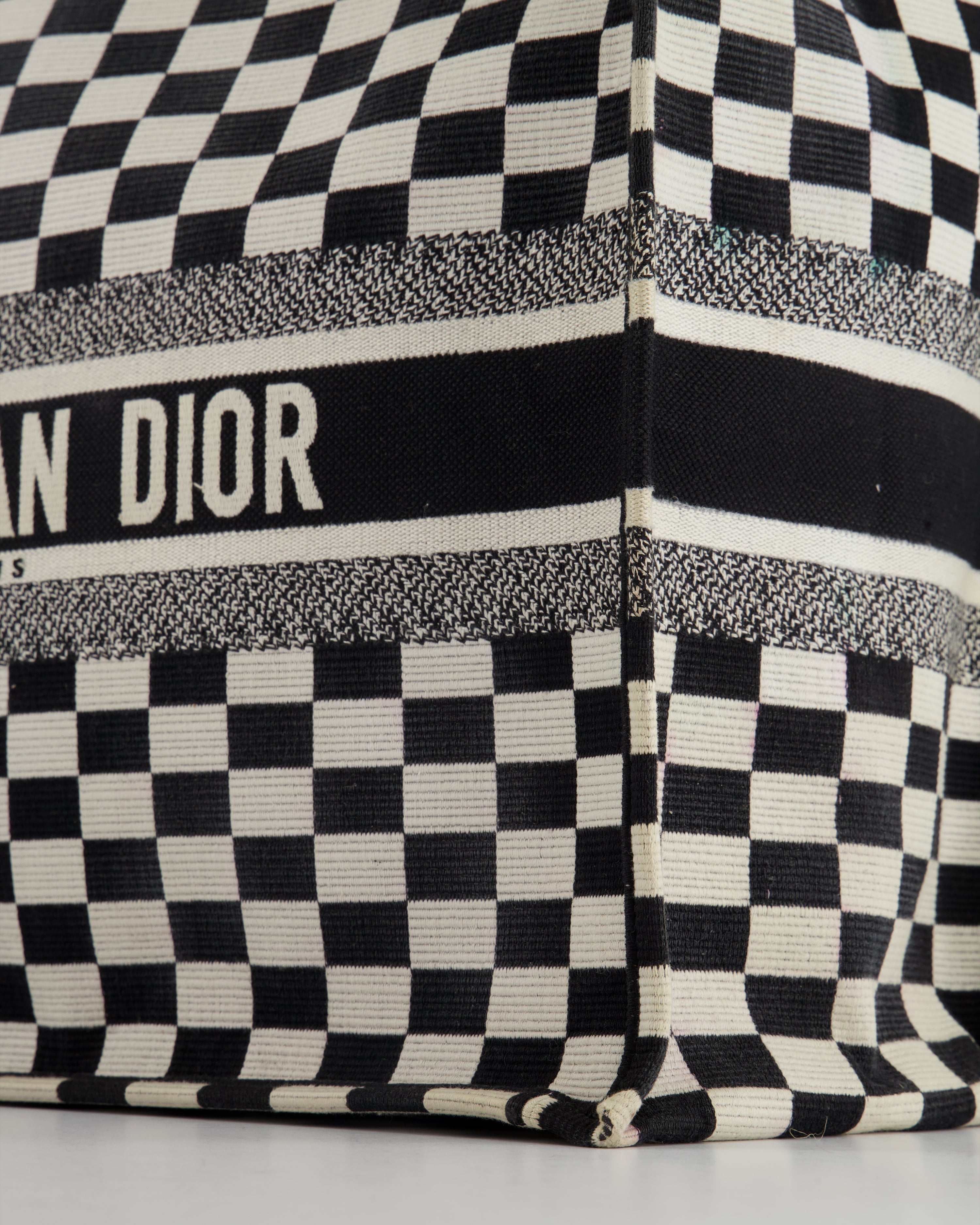 Christian Dior Large Black and White Chequered Book Tote Bag RRP £2,550