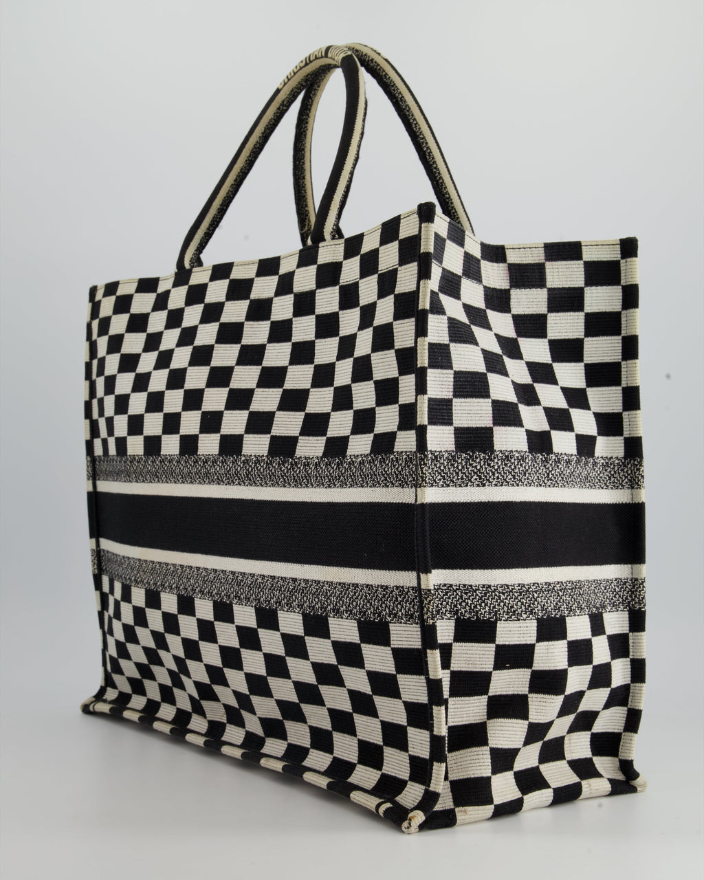 Christian Dior Large Black and White Chequered Book Tote Bag RRP £2,550