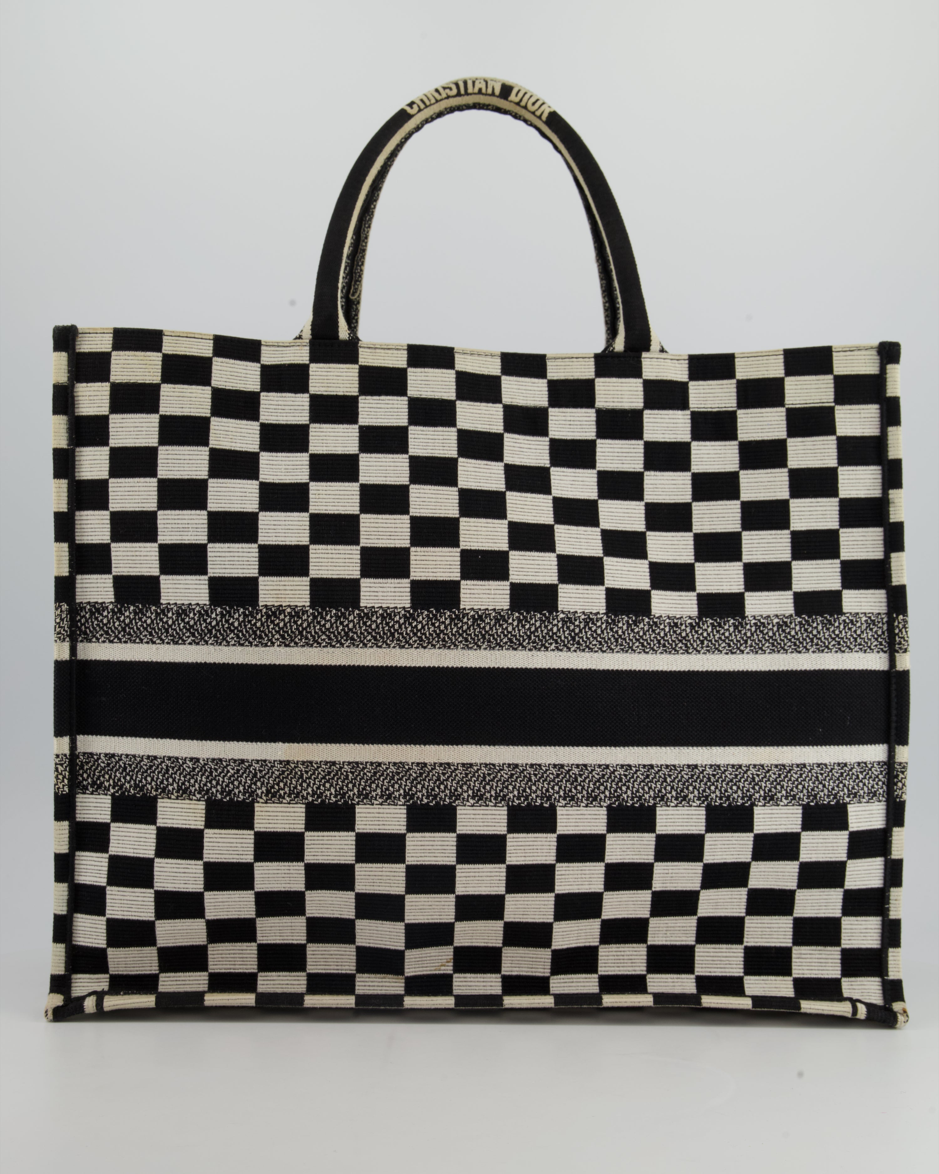 Christian Dior Large Black and White Chequered Book Tote Bag RRP £2,550