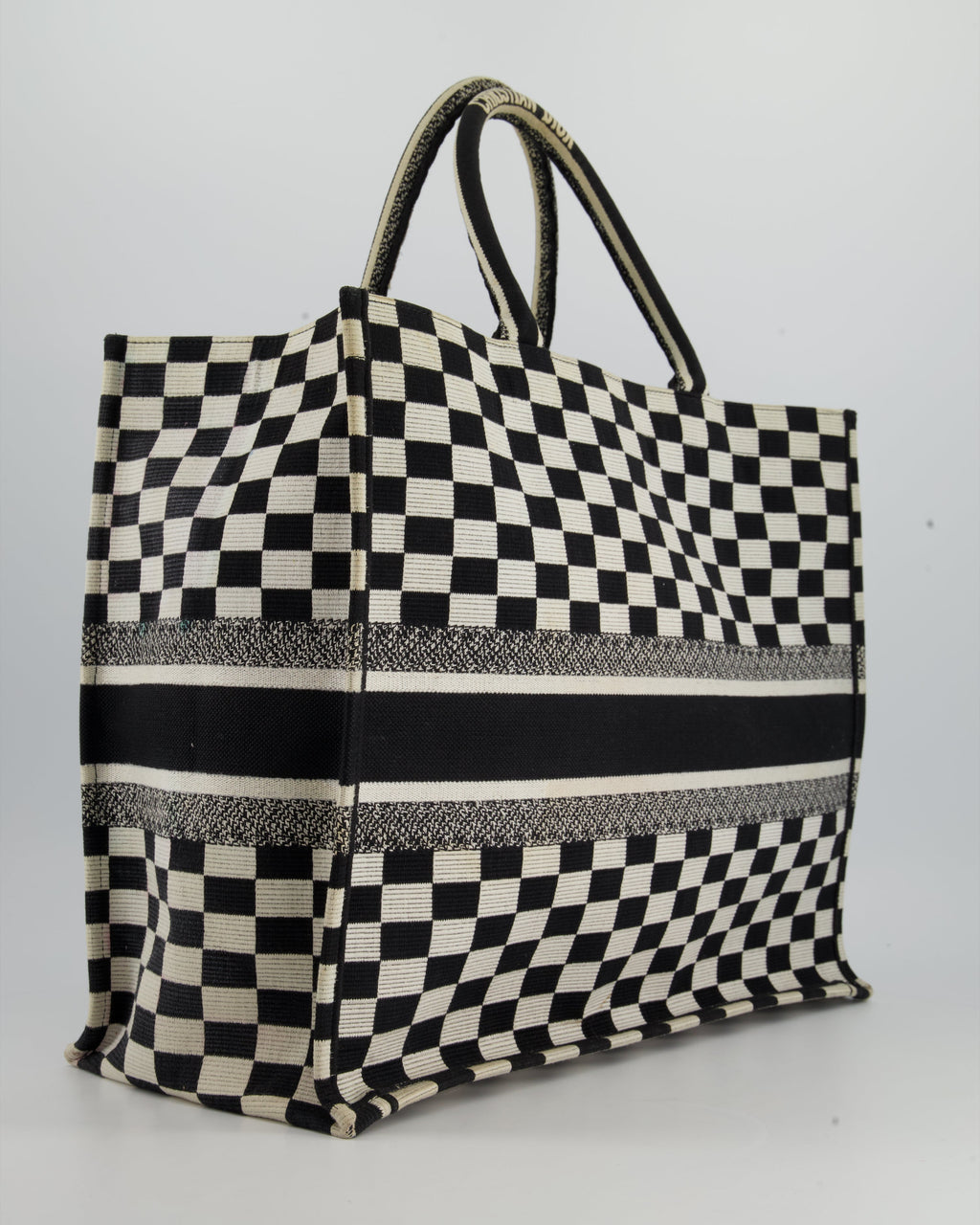 Christian Dior Large Black and White Chequered Book Tote Bag RRP £2,550