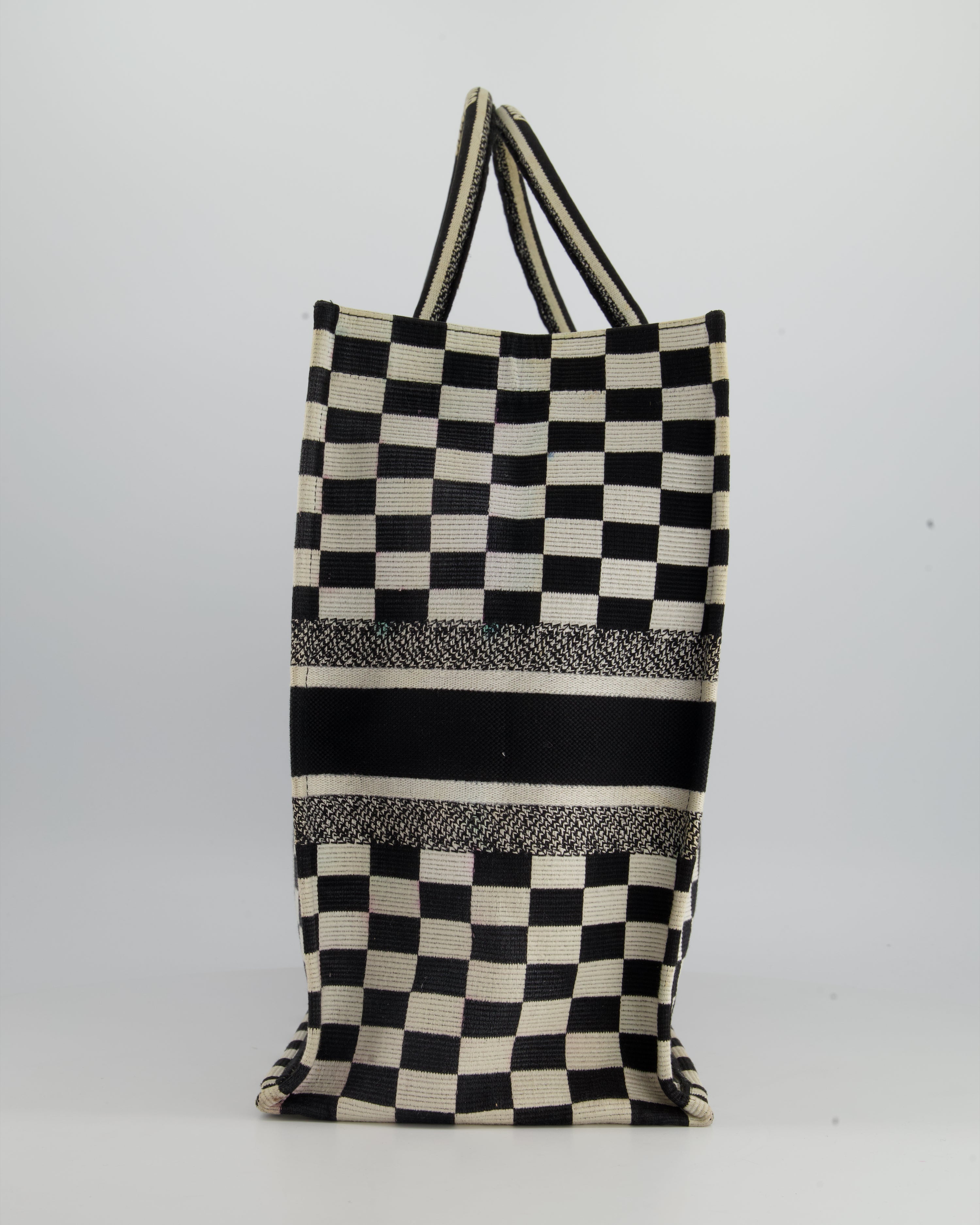 Christian Dior Large Black and White Chequered Book Tote Bag RRP £2,550