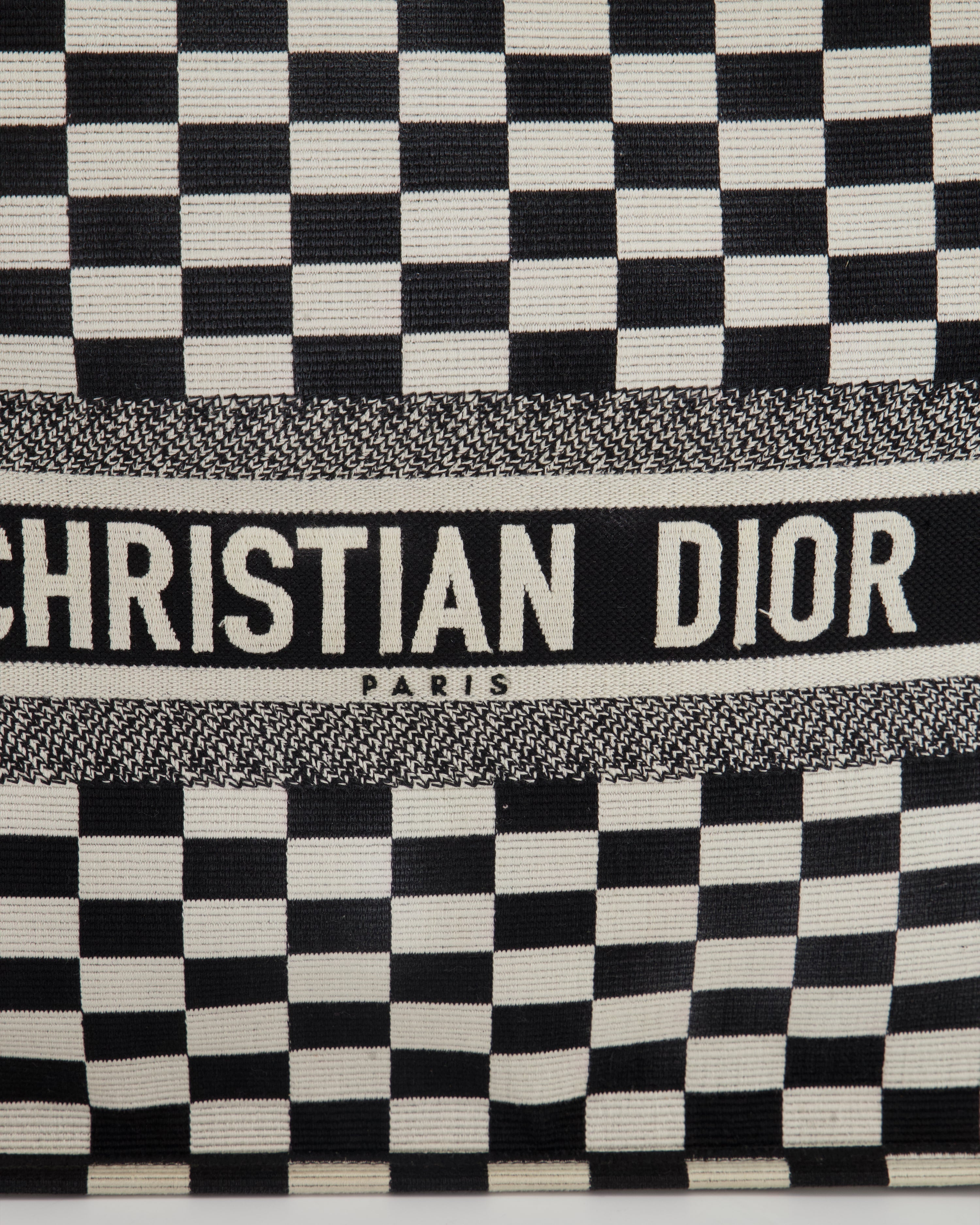 Christian Dior Large Black and White Chequered Book Tote Bag RRP £2,550