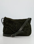 Chanel Khaki Suede Paisley Embroidered CC Messenger Bag with Ruthenium Hardware