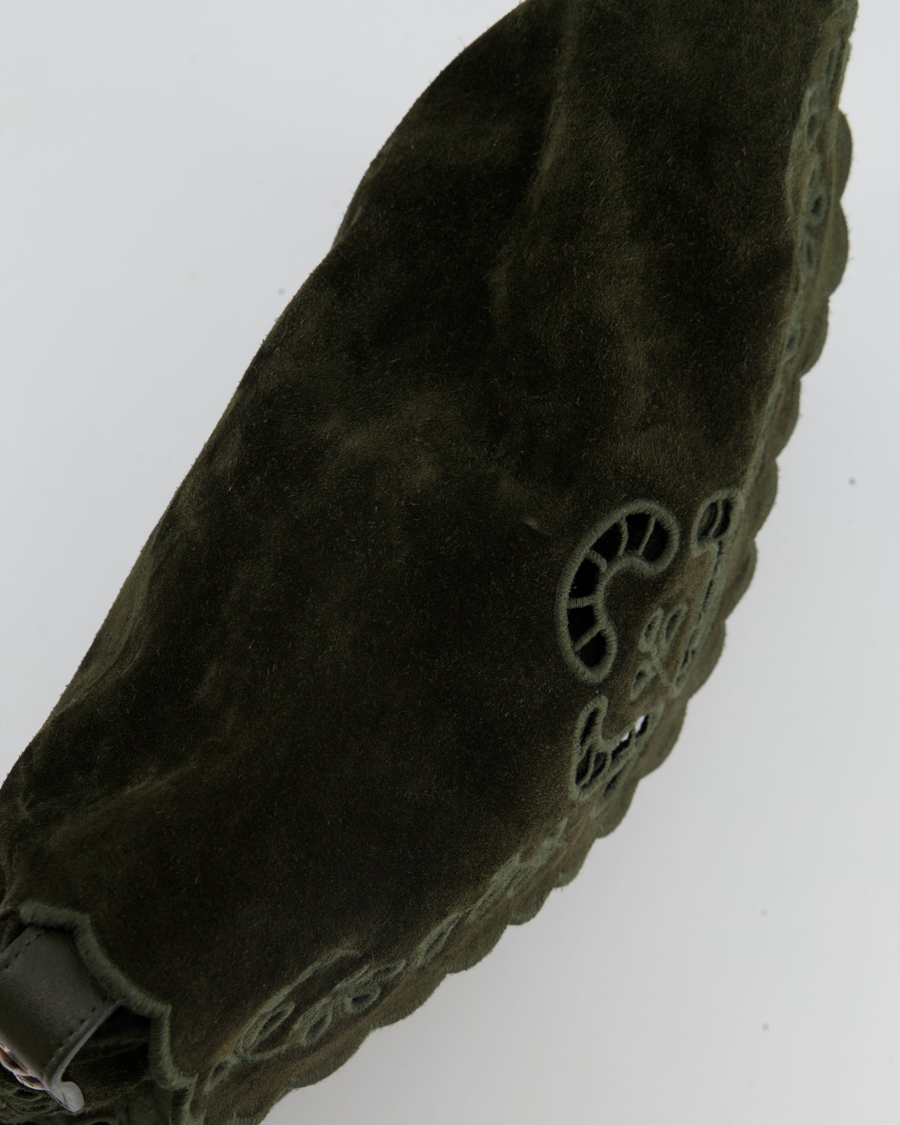 Chanel Khaki Suede Paisley Embroidered CC Messenger Bag with Ruthenium Hardware