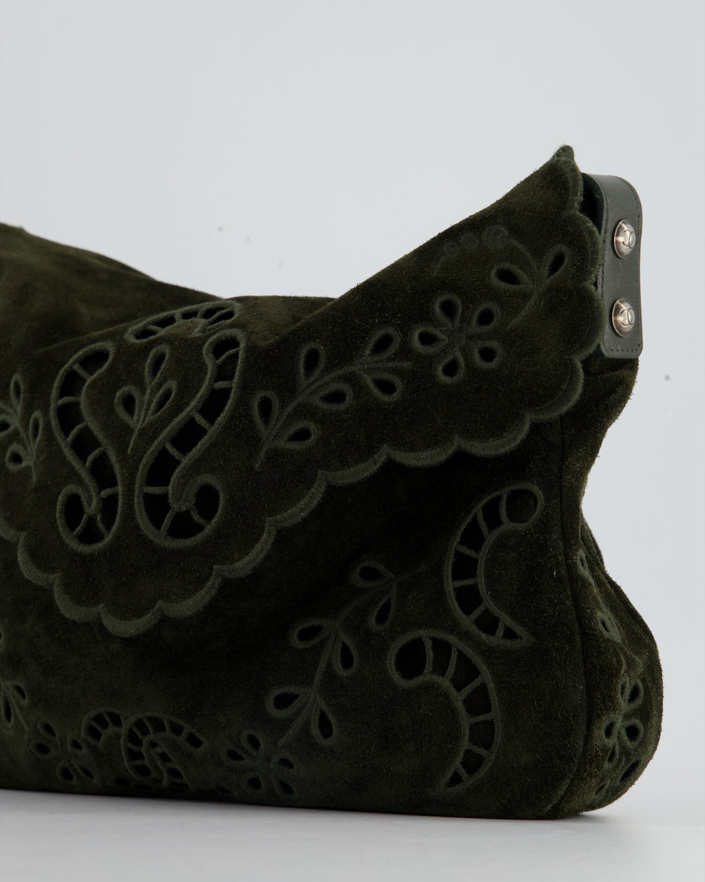 Chanel Khaki Suede Paisley Embroidered CC Messenger Bag with Ruthenium Hardware