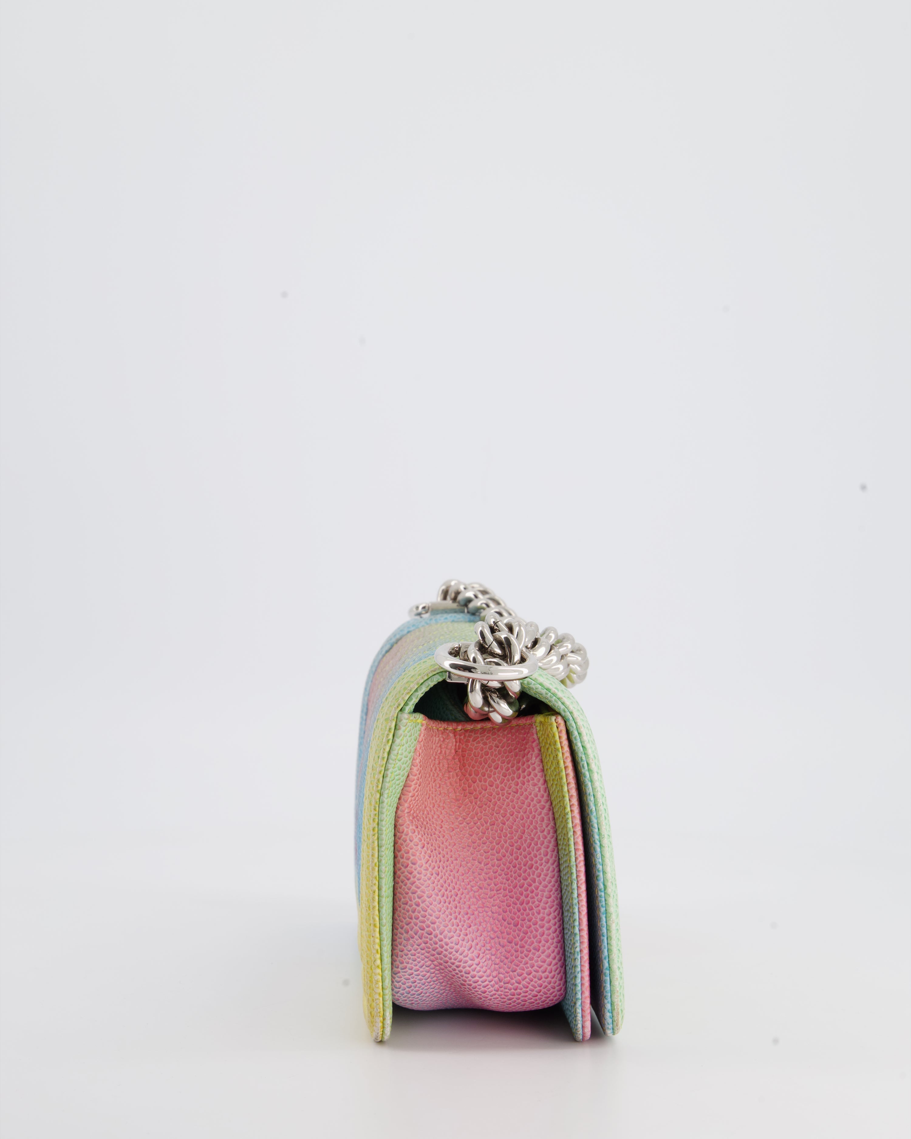 ChanelMulti-Coloured Small Boy Bag in Caviar Leather with Silver Hardware