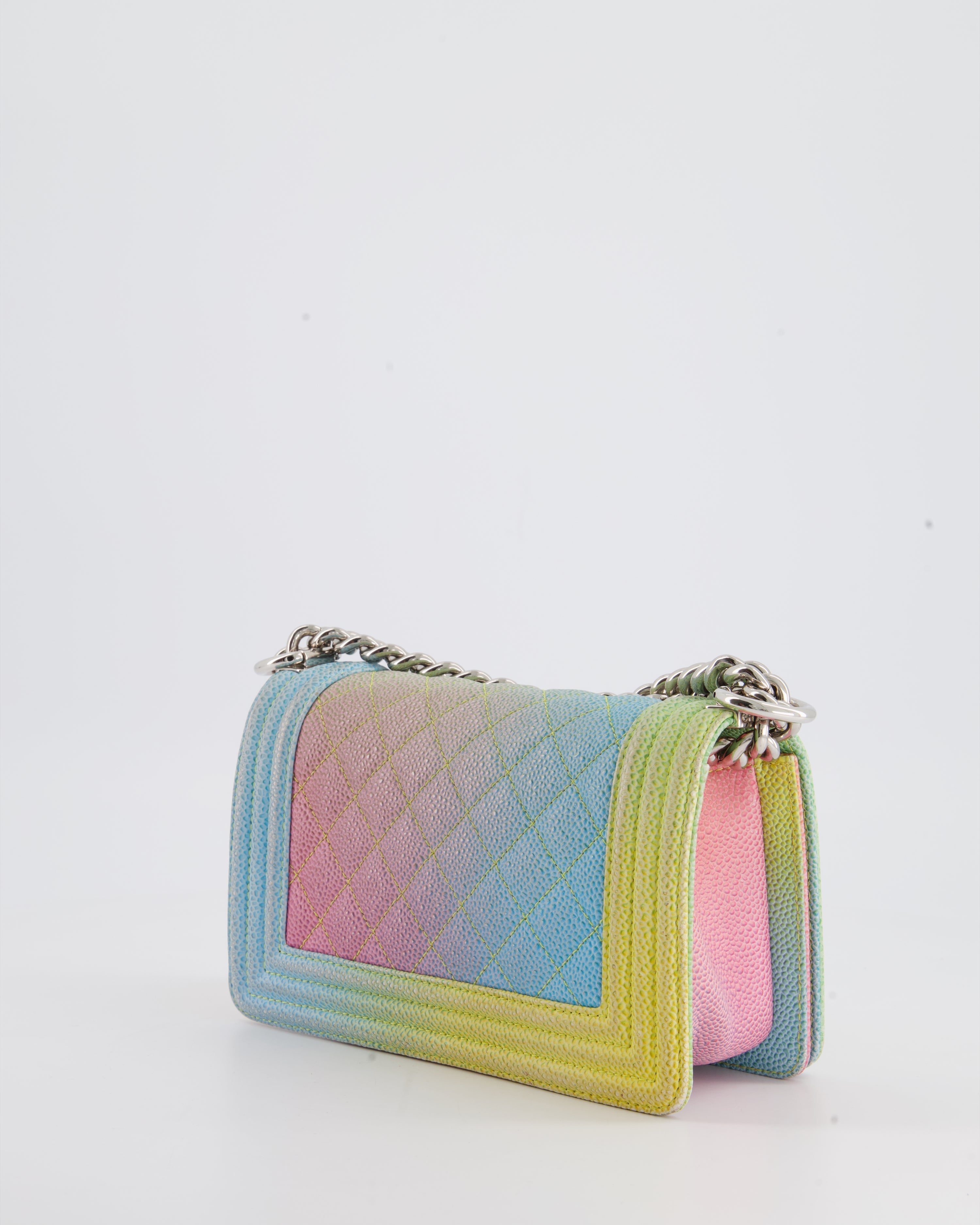 ChanelMulti-Coloured Small Boy Bag in Caviar Leather with Silver Hardware