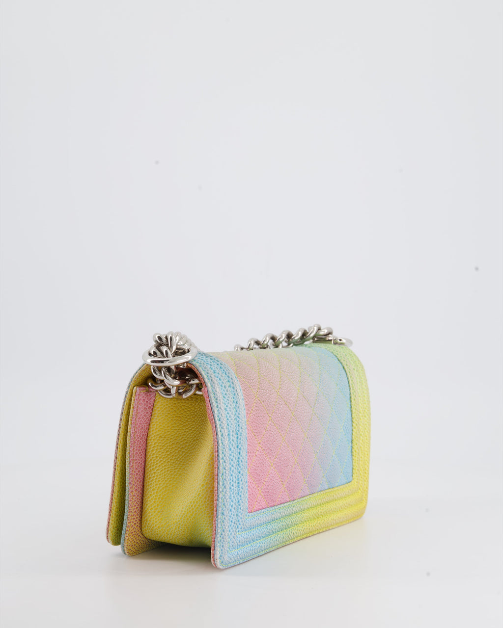 ChanelMulti-Coloured Small Boy Bag in Caviar Leather with Silver Hardware