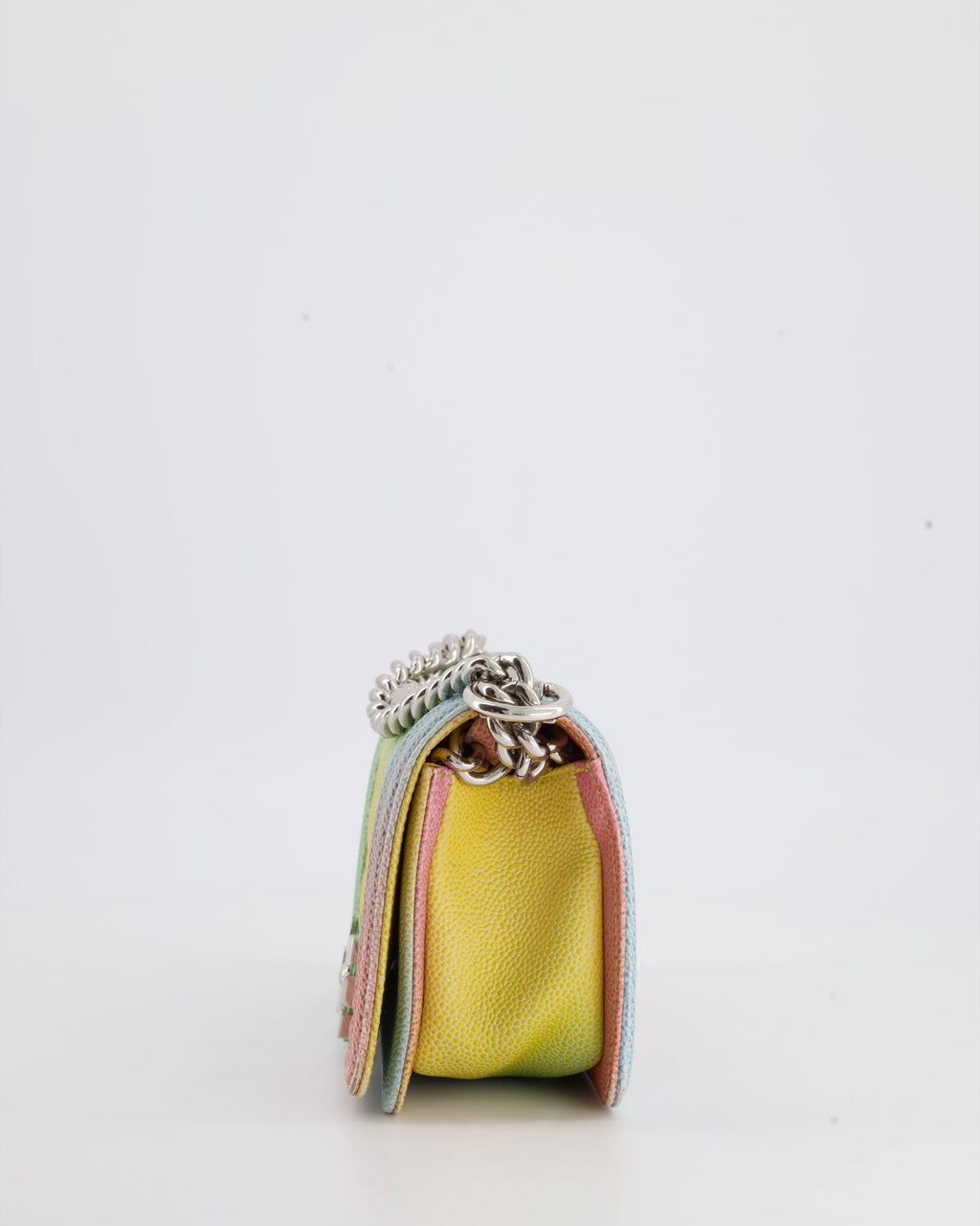 ChanelMulti-Coloured Small Boy Bag in Caviar Leather with Silver Hardware