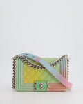 ChanelMulti-Coloured Small Boy Bag in Caviar Leather with Silver Hardware