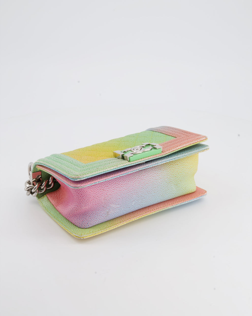 ChanelMulti-Coloured Small Boy Bag in Caviar Leather with Silver Hardware