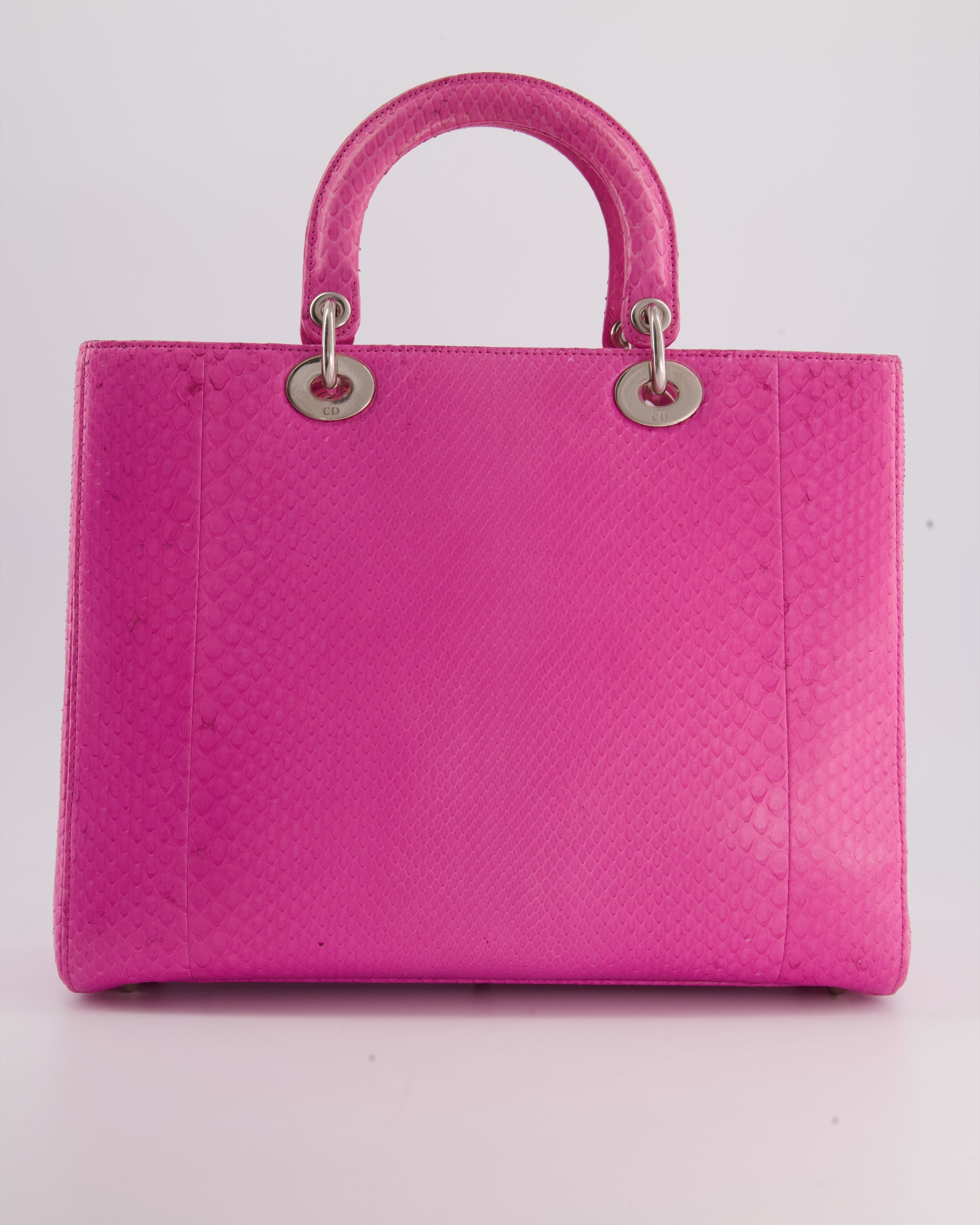 Christian Dior Large Pink Python Lady Dior Bag with Silver Hardware RRP £5600