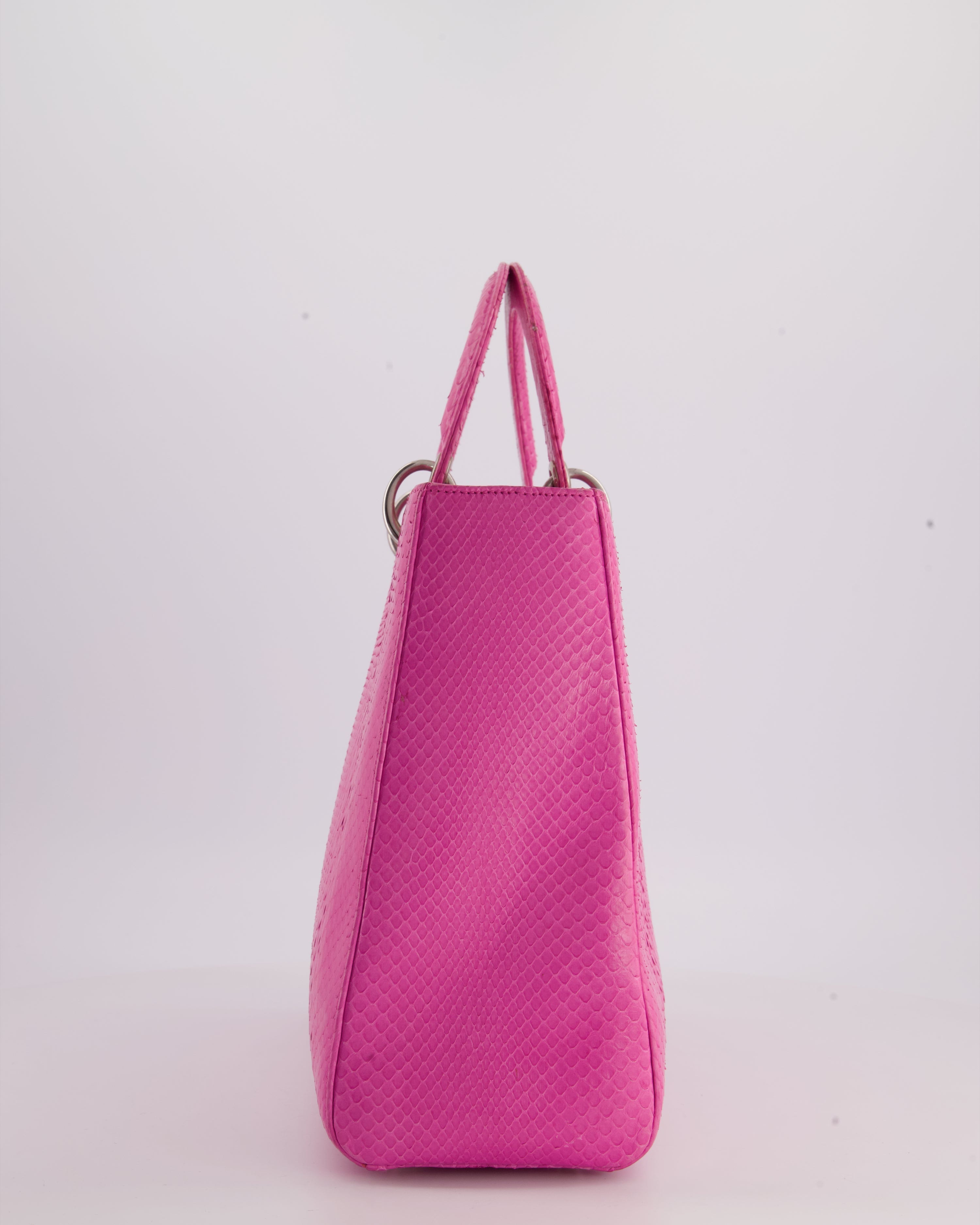 Christian Dior Large Pink Python Lady Dior Bag with Silver Hardware RRP £5600