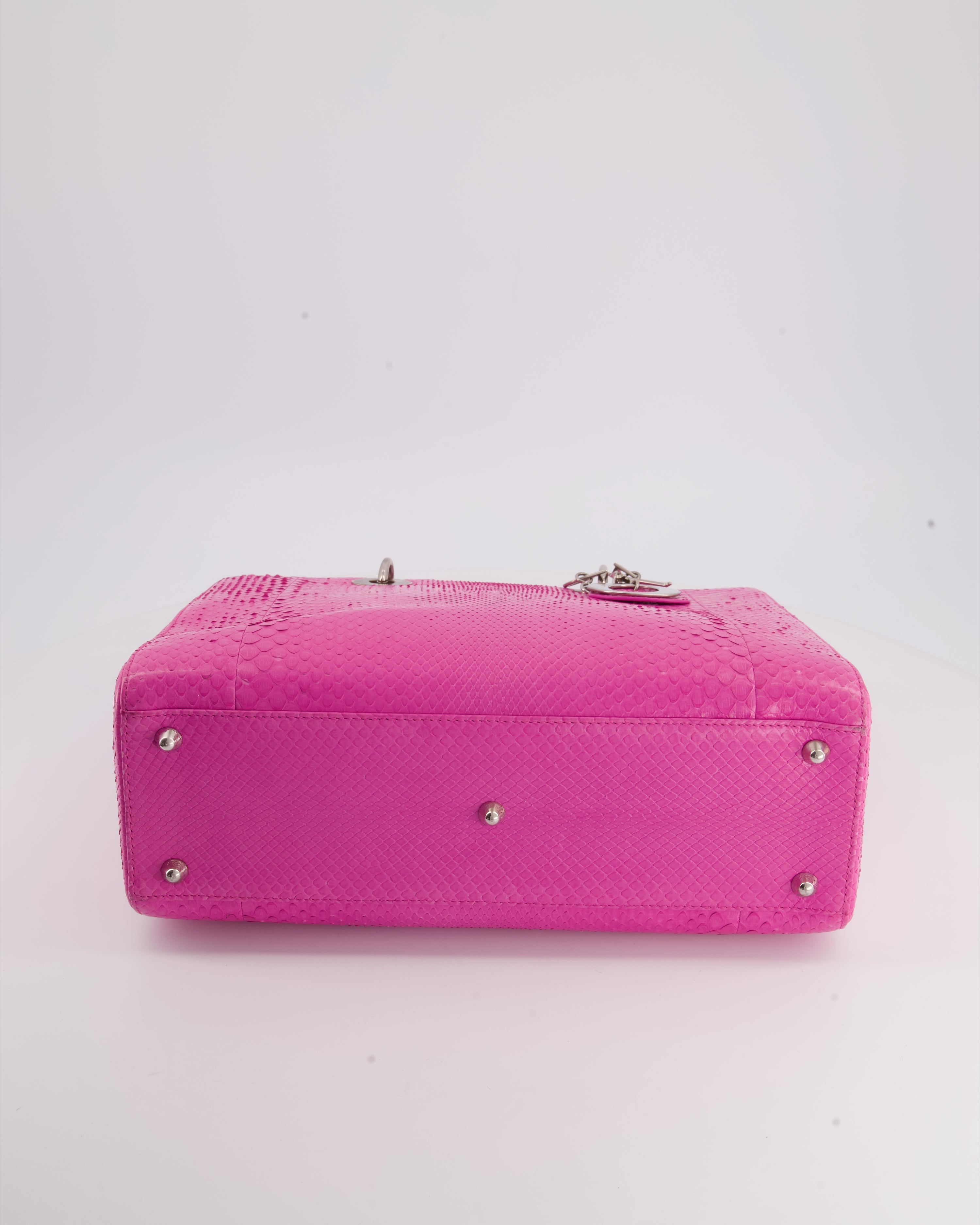 Christian Dior Large Pink Python Lady Dior Bag with Silver Hardware RRP £5600