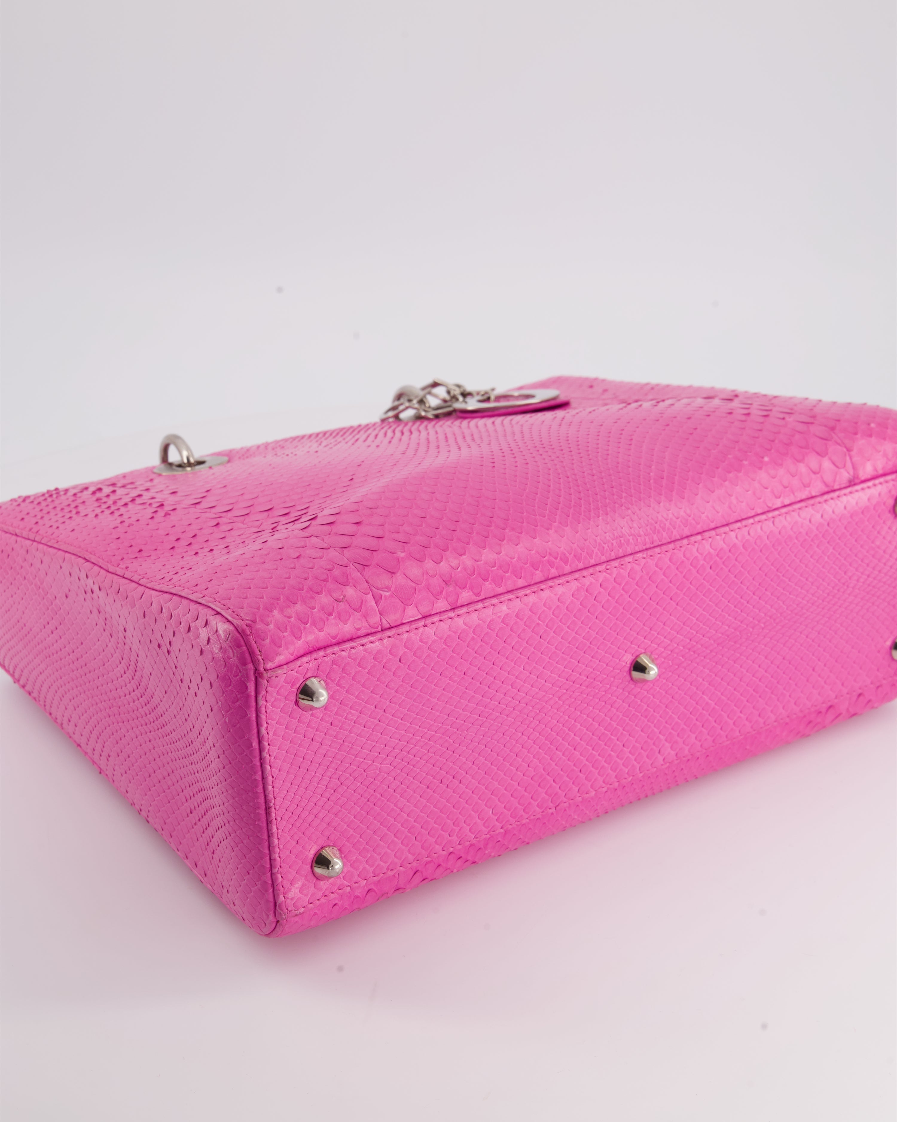 Christian Dior Large Pink Python Lady Dior Bag with Silver Hardware RRP £5600