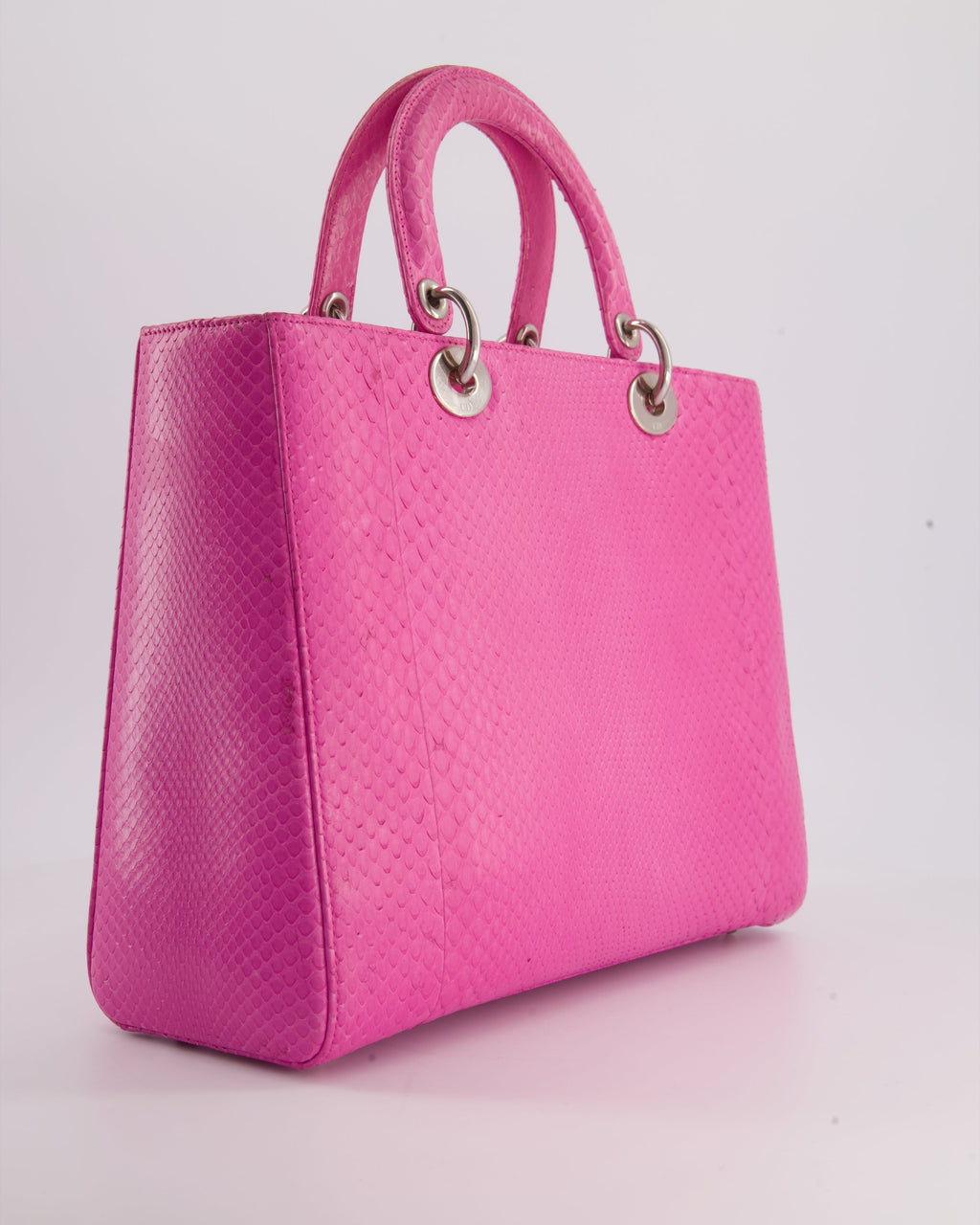 Christian Dior Large Pink Python Lady Dior Bag with Silver Hardware RRP £5600