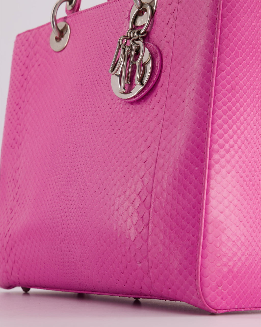 Christian Dior Large Pink Python Lady Dior Bag with Silver Hardware RRP £5600