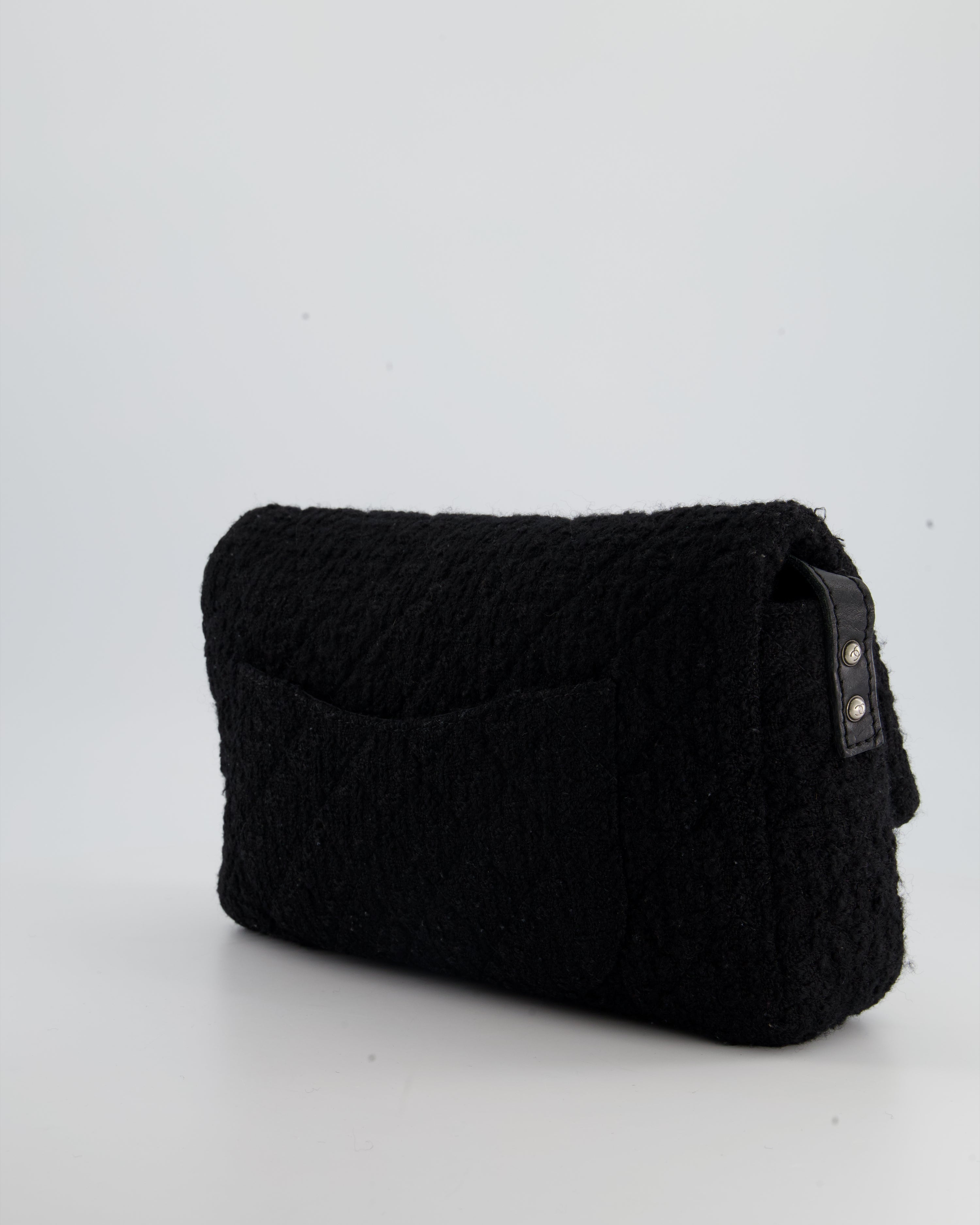 Chanel Large Black Reissue Bag in Tweed Fabric with Ruthenium Hardware