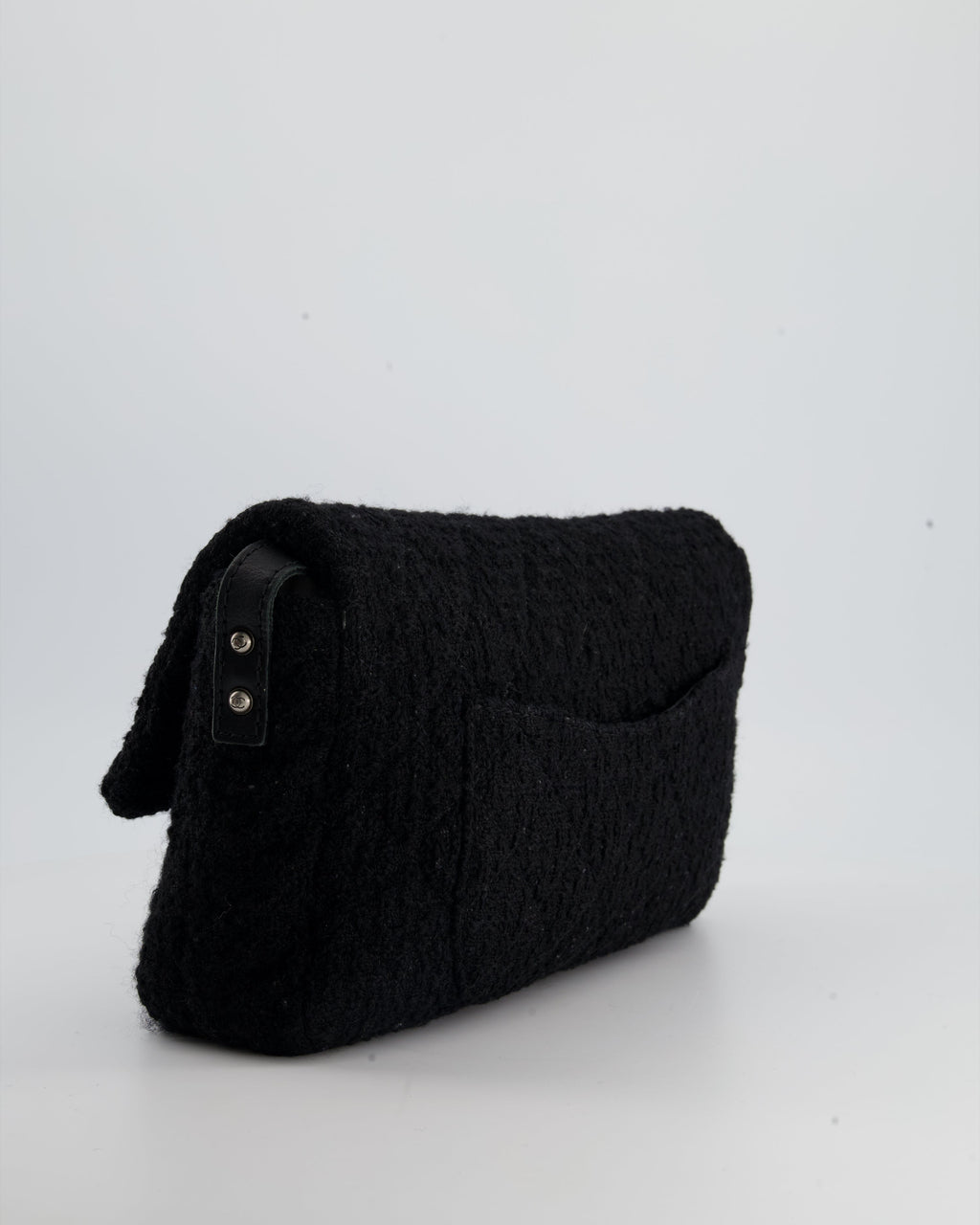 Chanel Large Black Reissue Bag in Tweed Fabric with Ruthenium Hardware