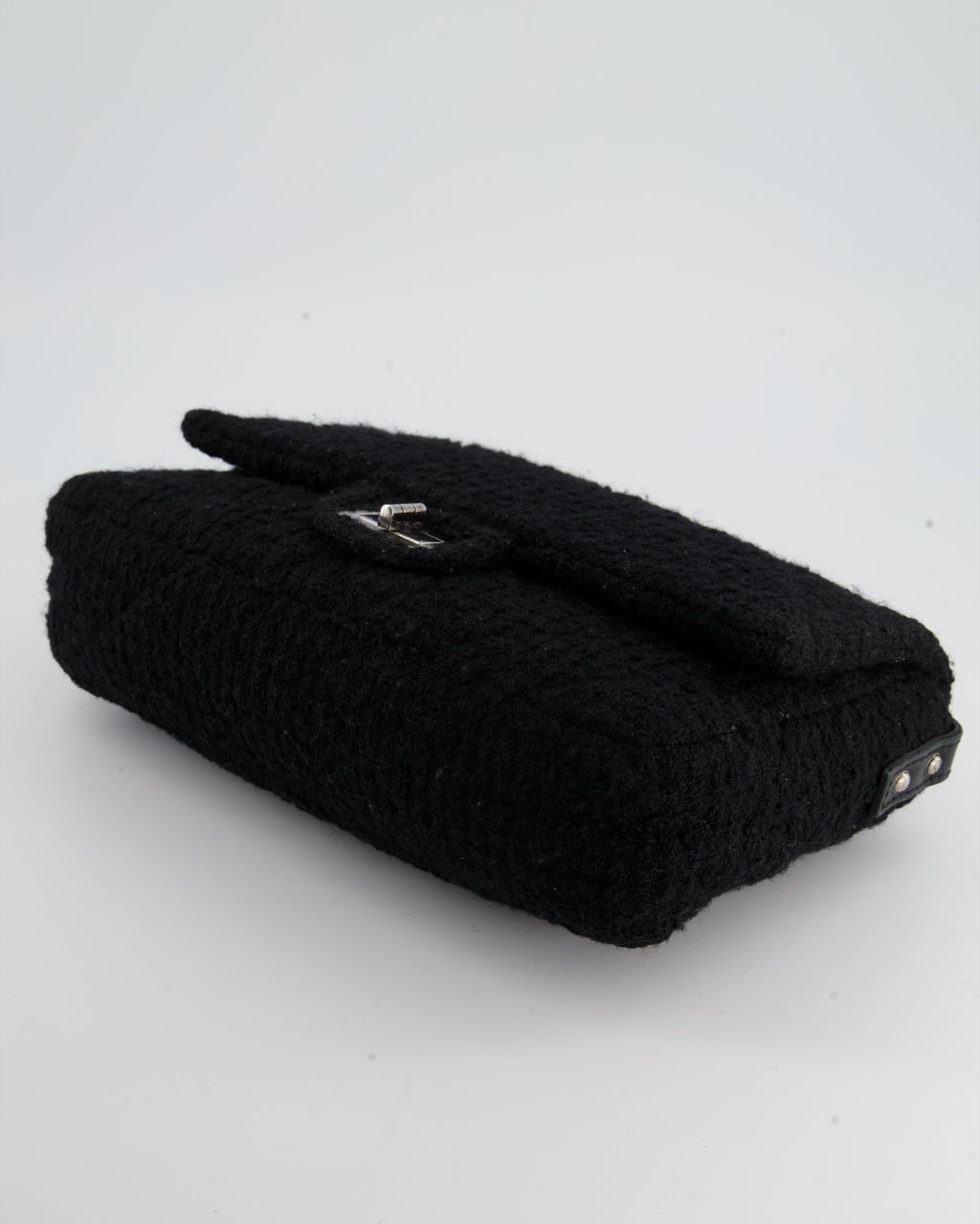 Chanel Large Black Reissue Bag in Tweed Fabric with Ruthenium Hardware