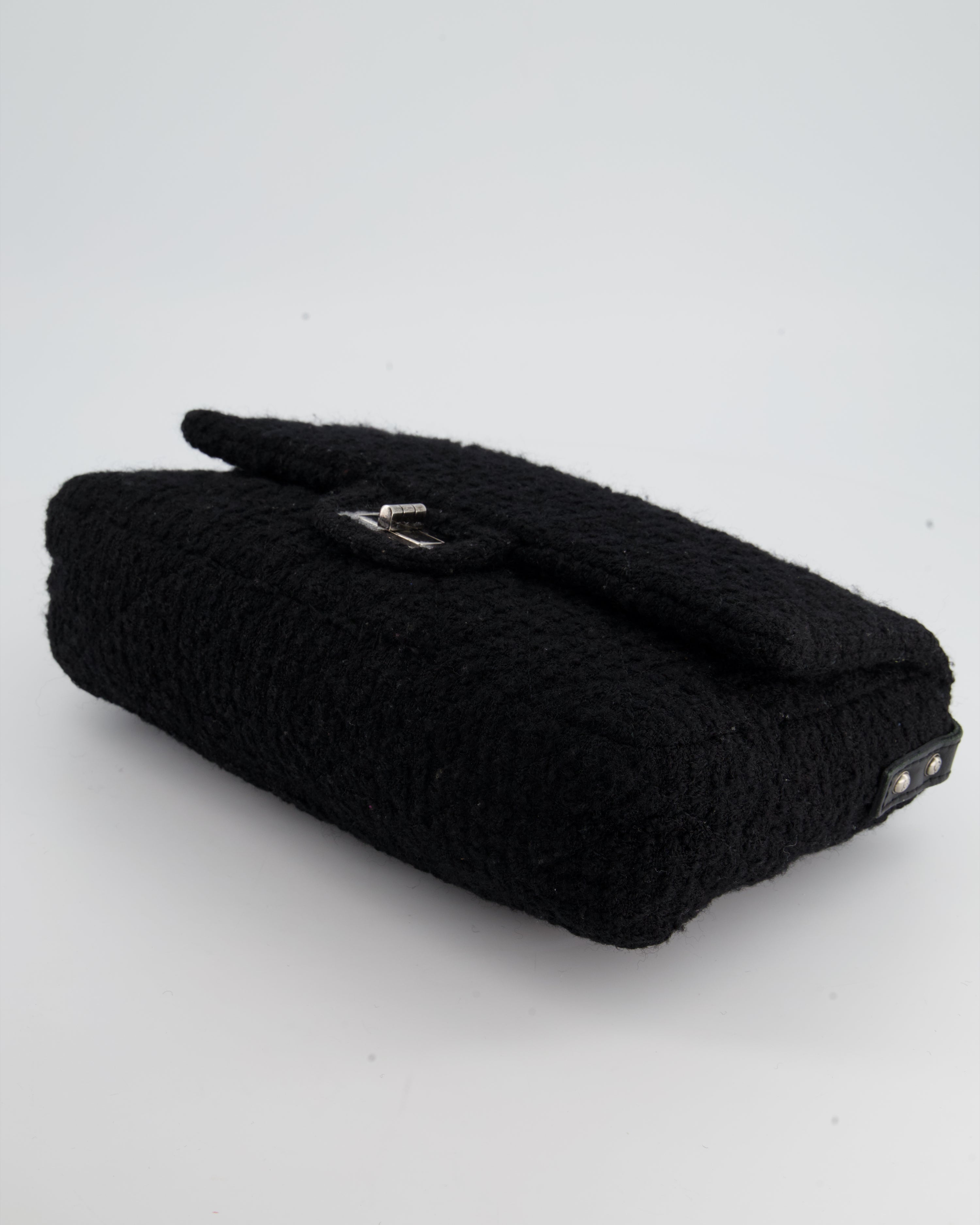 Chanel Large Black Reissue Bag in Tweed Fabric with Ruthenium Hardware