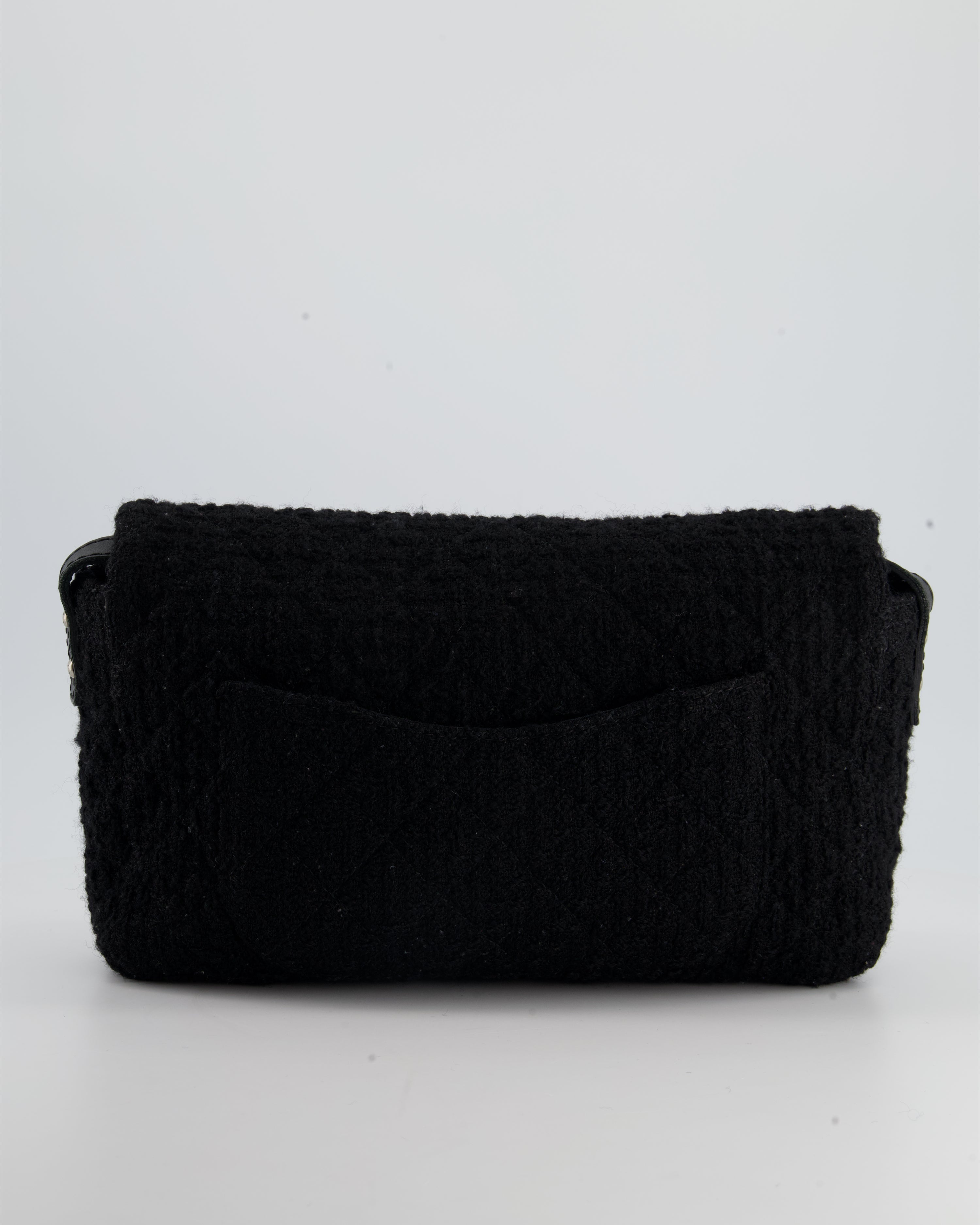 Chanel Large Black Reissue Bag in Tweed Fabric with Ruthenium Hardware