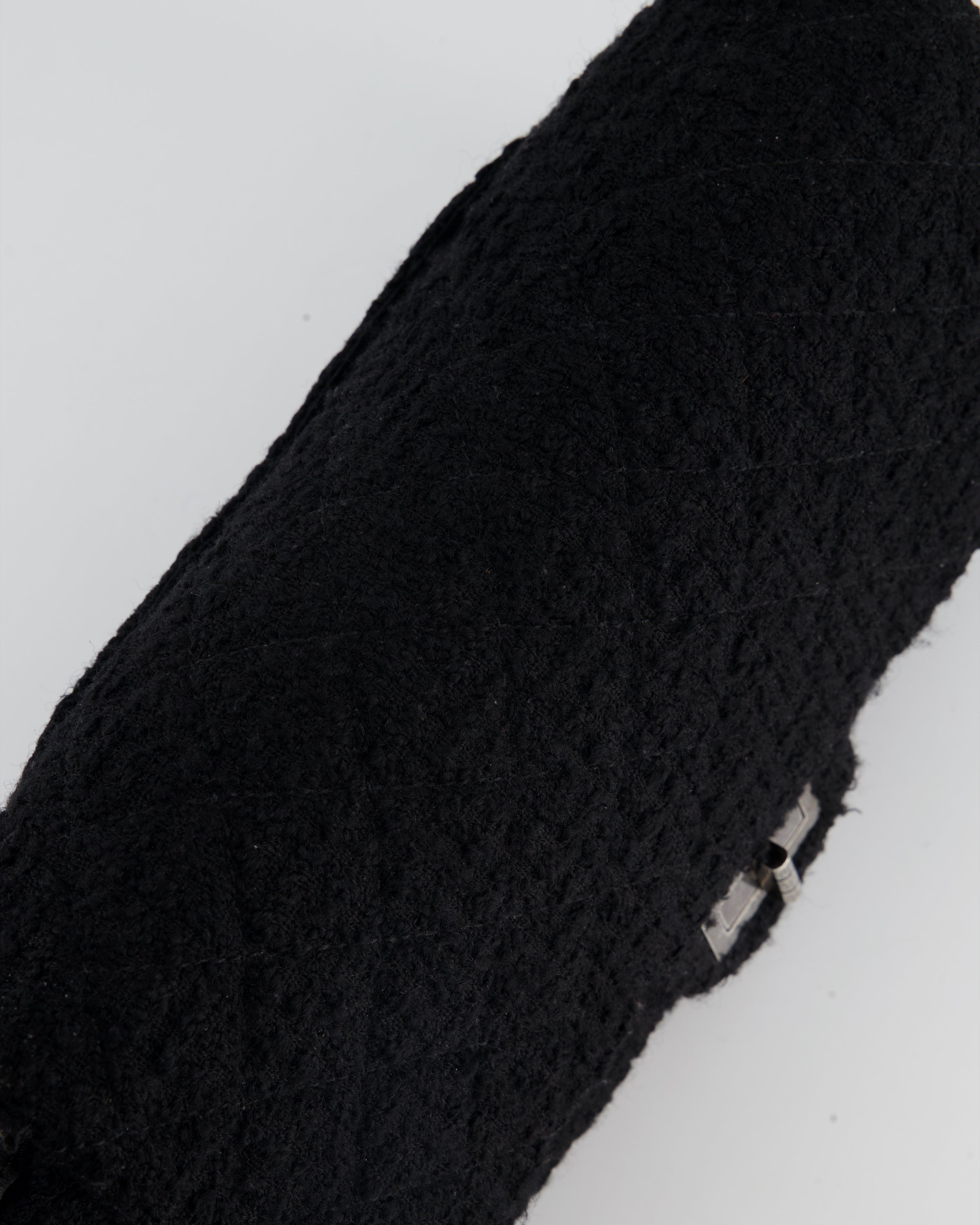 Chanel Large Black Reissue Bag in Tweed Fabric with Ruthenium Hardware