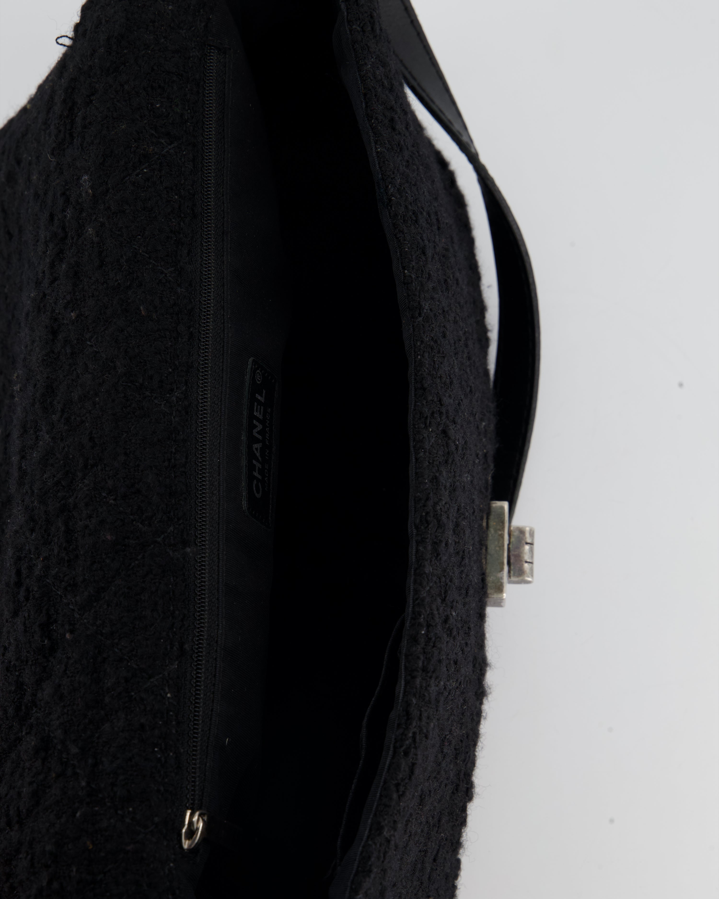 Chanel Large Black Reissue Bag in Tweed Fabric with Ruthenium Hardware