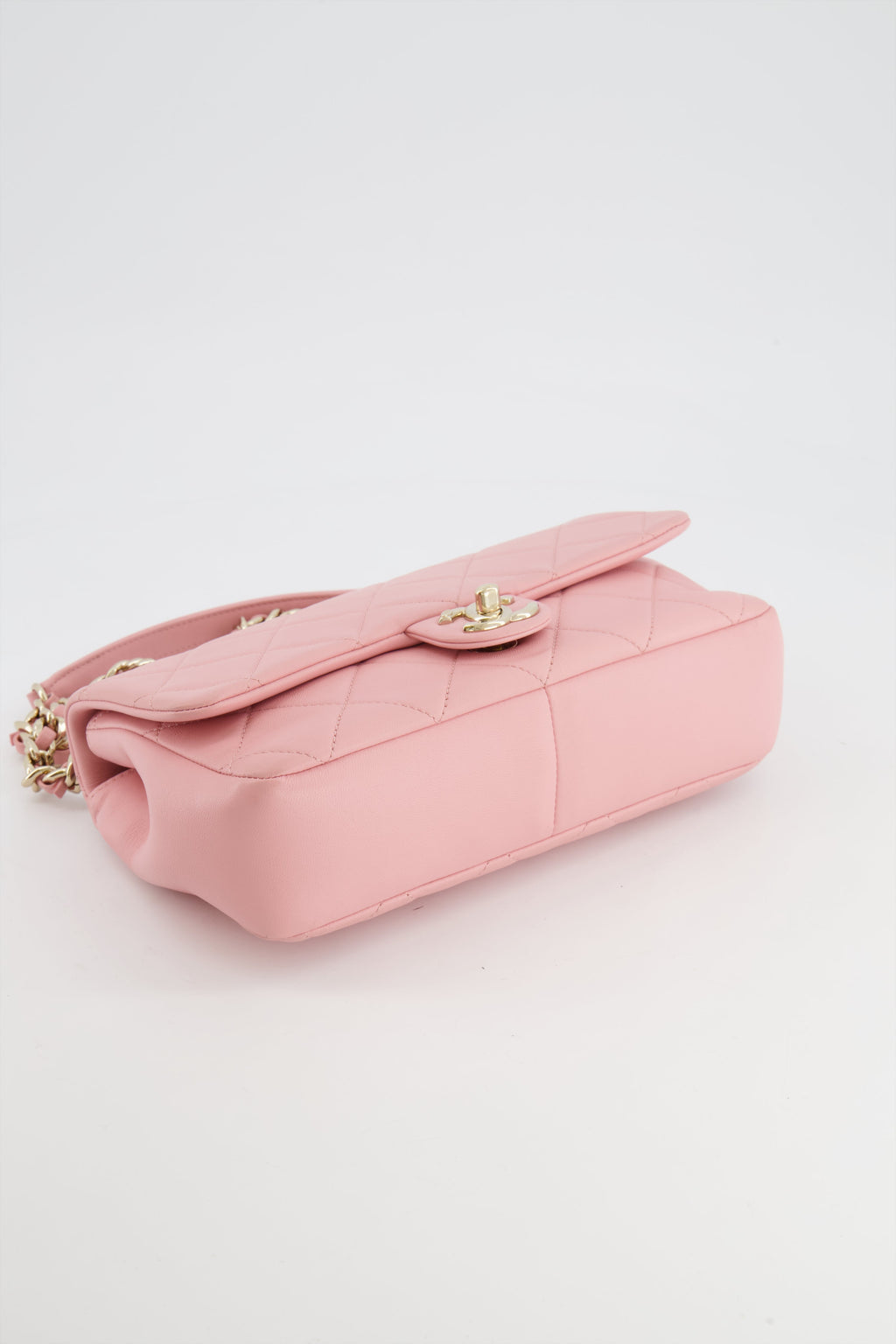 Chanel Baby Pink Medium Single Flap Chained Bag with Champagne Gold Hardware