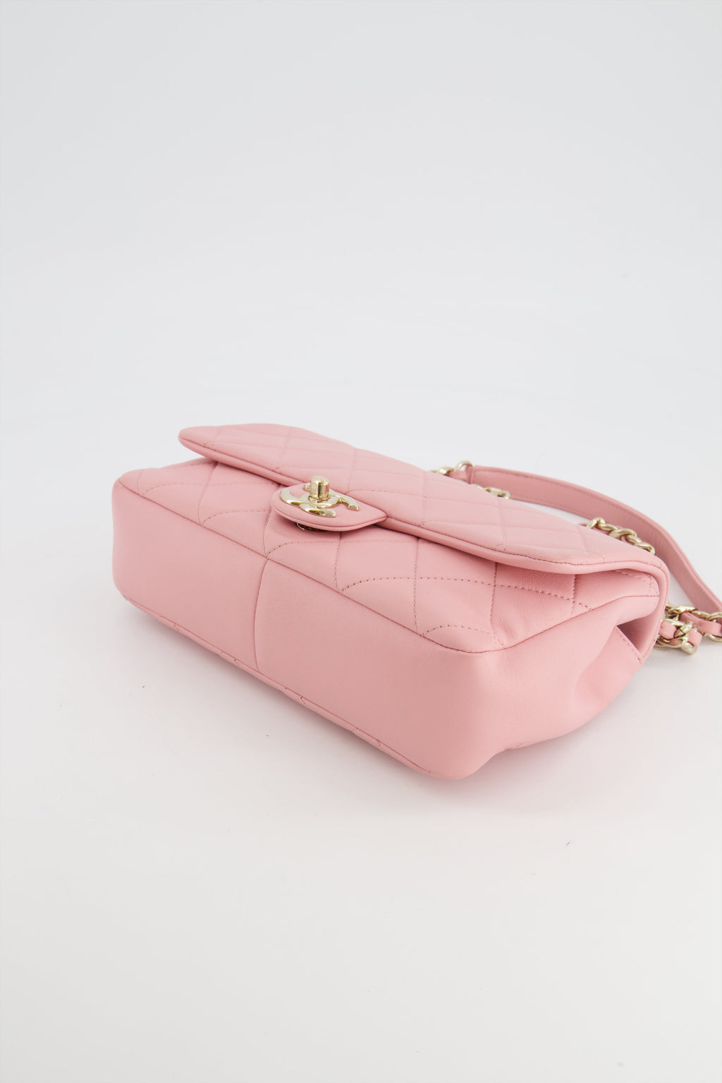 Chanel Baby Pink Medium Single Flap Chained Bag with Champagne Gold Hardware