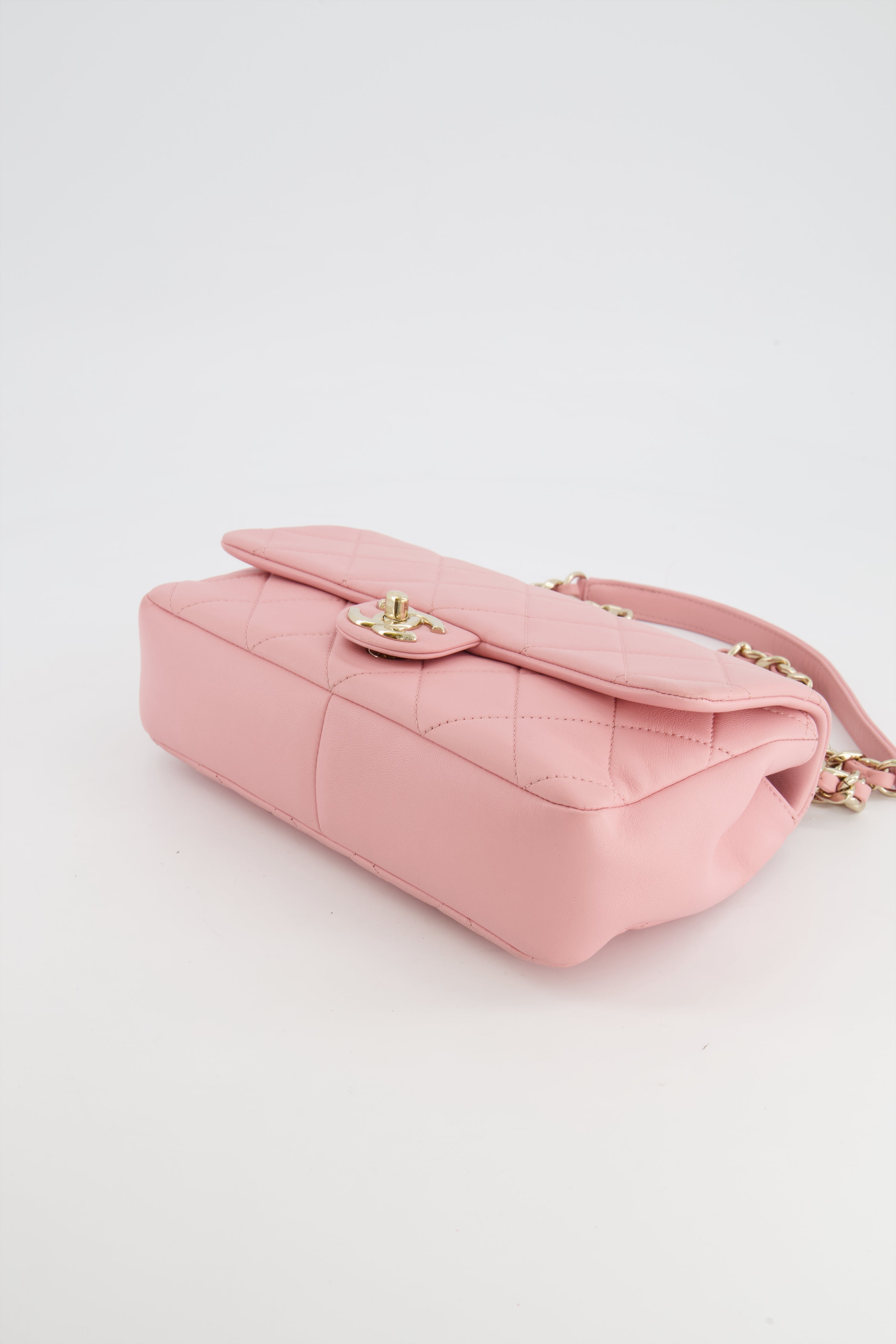 Chanel Baby Pink Medium Single Flap Chained Bag with Champagne Gold Hardware