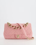 Chanel Baby Pink Medium Single Flap Chained Bag with Champagne Gold Hardware