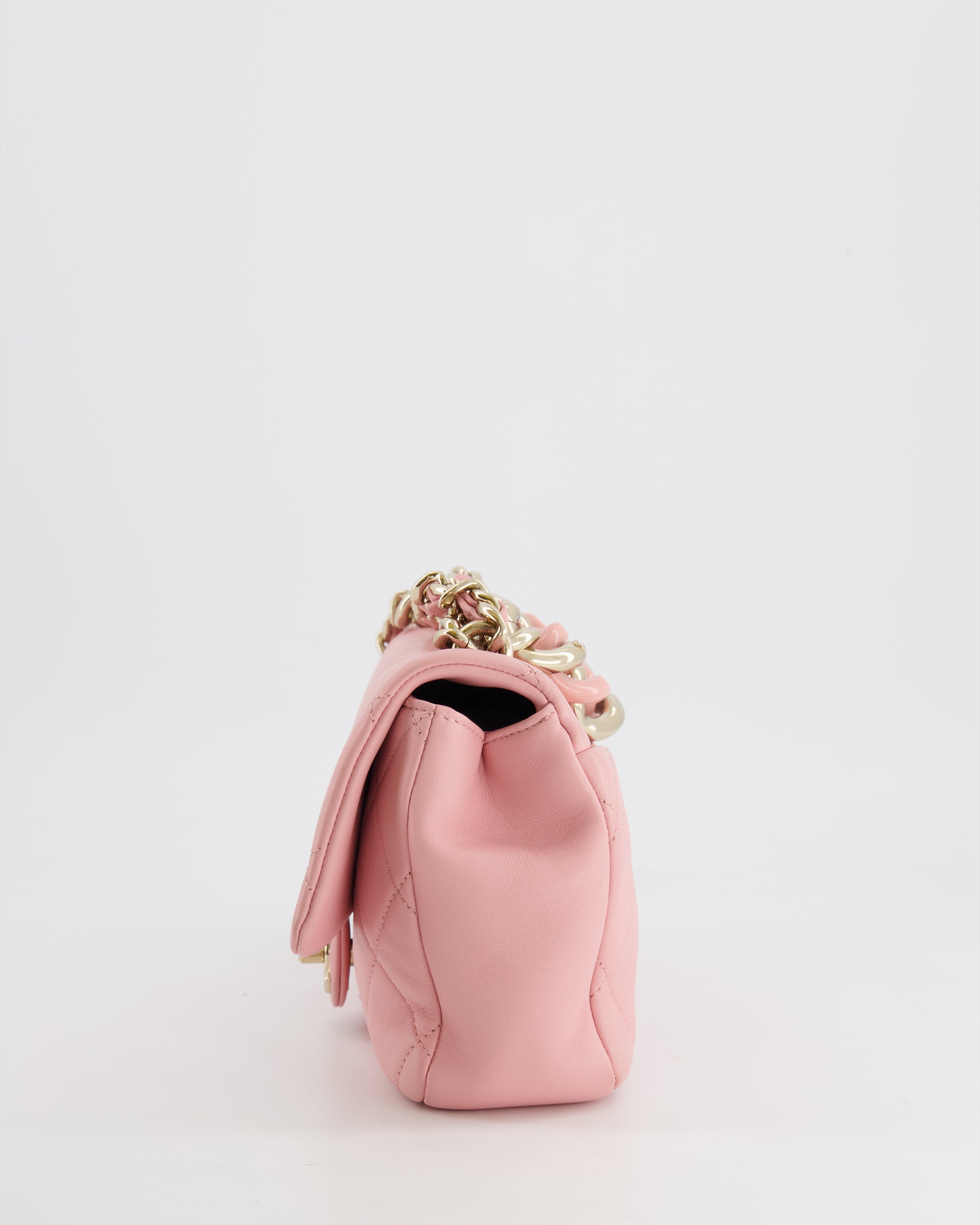 Chanel Baby Pink Medium Single Flap Chained Bag with Champagne Gold Hardware