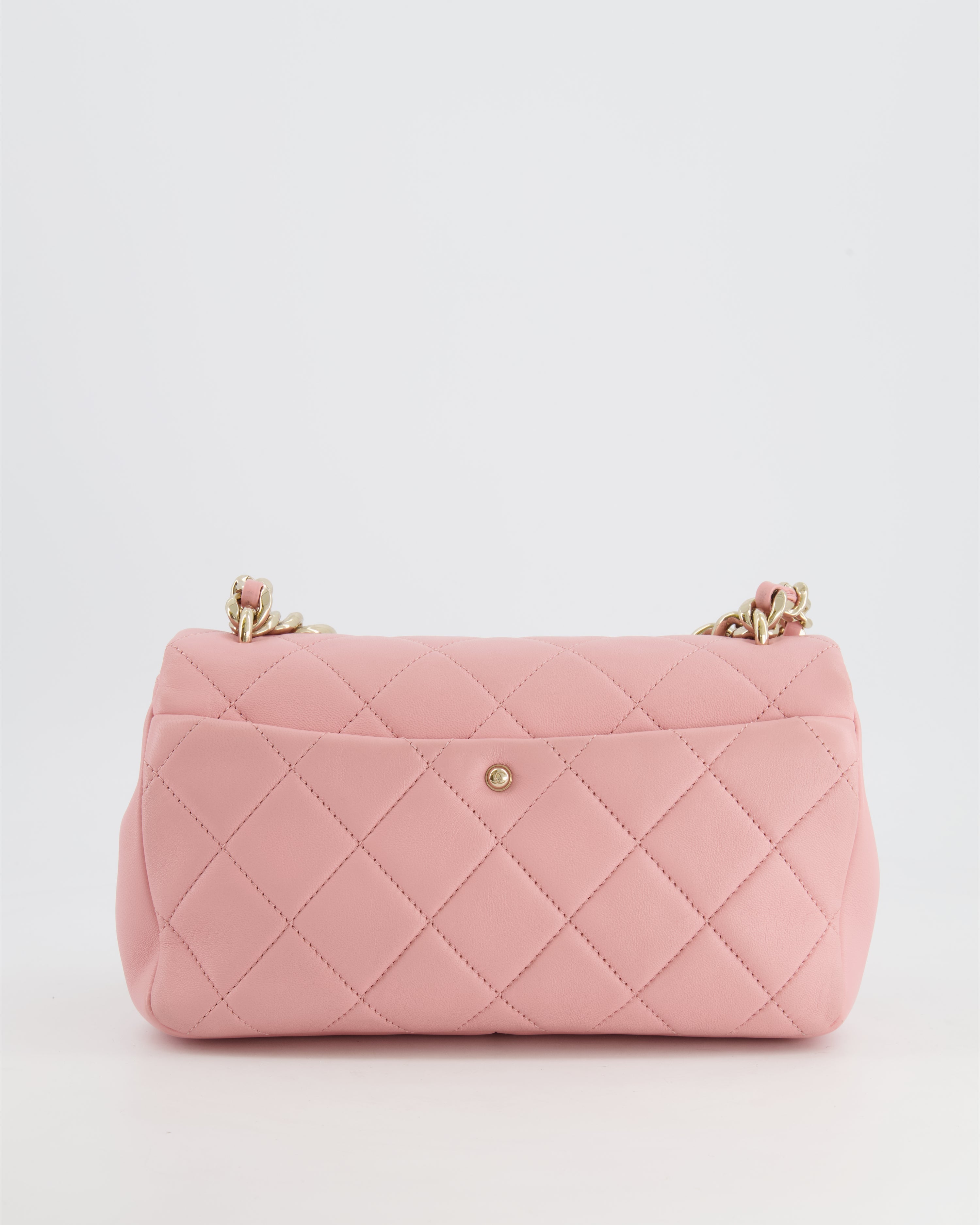 Chanel Baby Pink Medium Single Flap Chained Bag with Champagne Gold Hardware