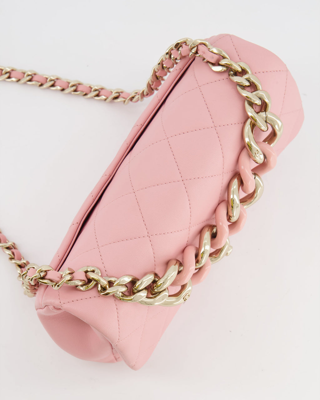 Chanel Baby Pink Medium Single Flap Chained Bag with Champagne Gold Hardware
