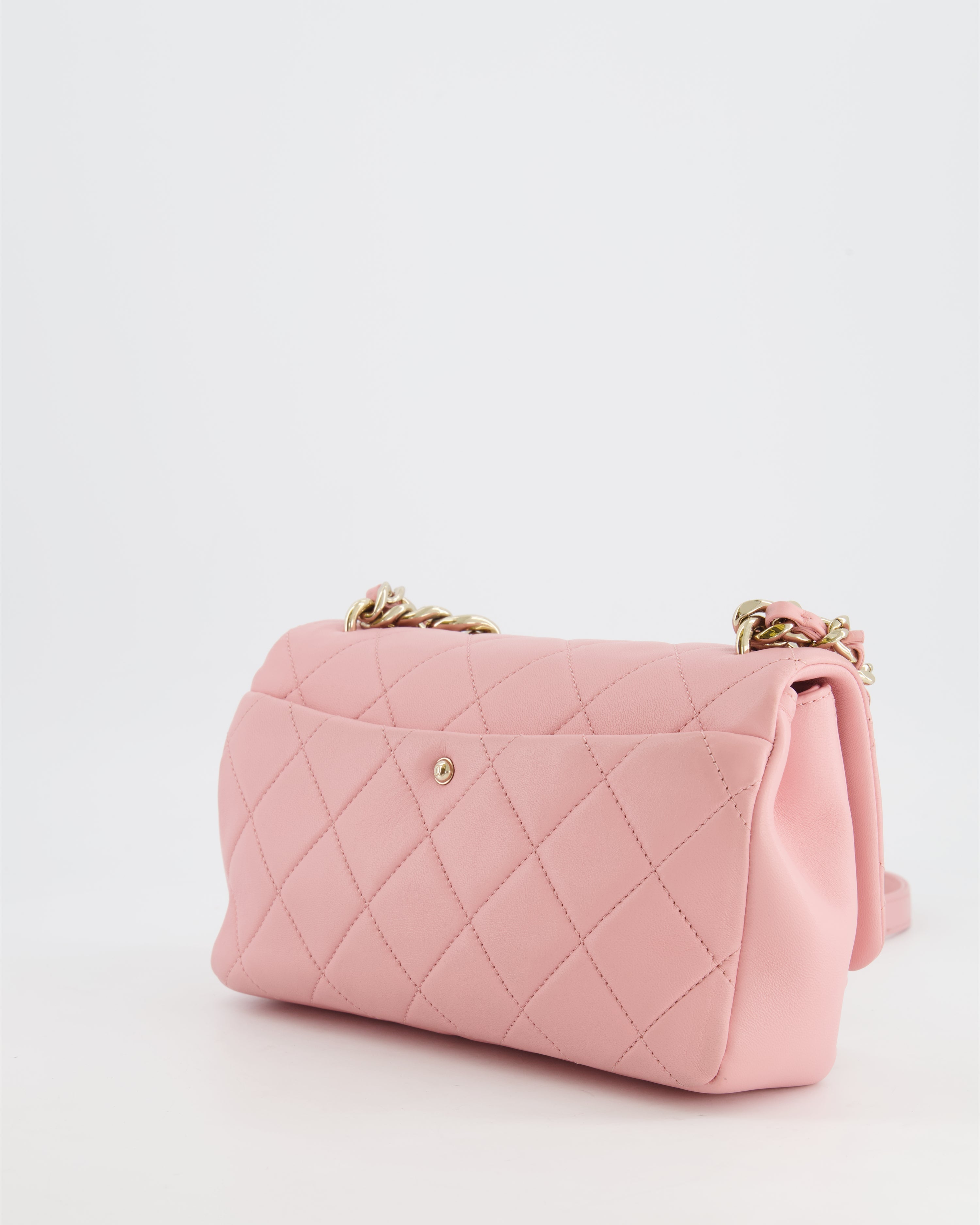 Chanel Baby Pink Medium Single Flap Chained Bag with Champagne Gold Hardware