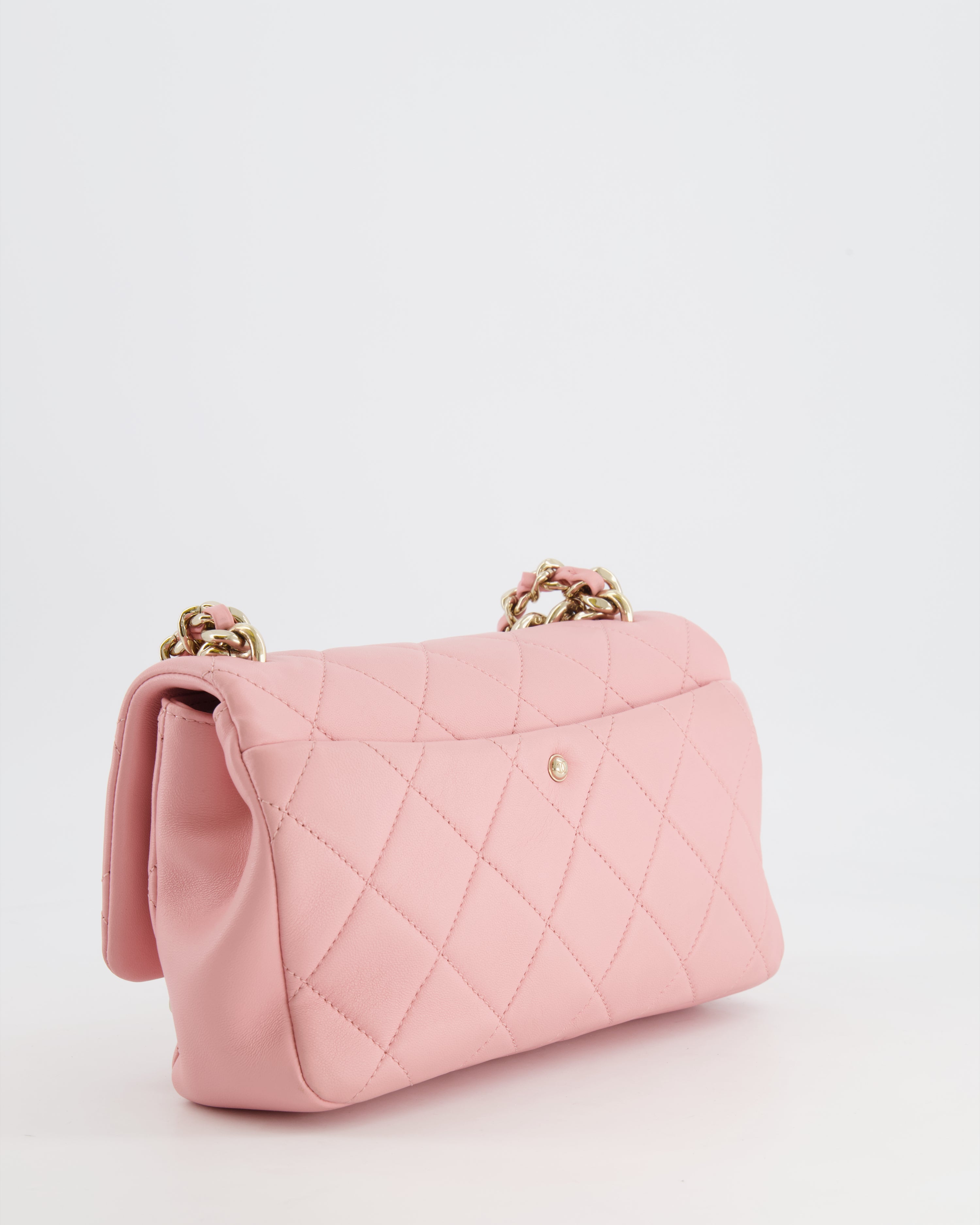Chanel Baby Pink Medium Single Flap Chained Bag with Champagne Gold Hardware
