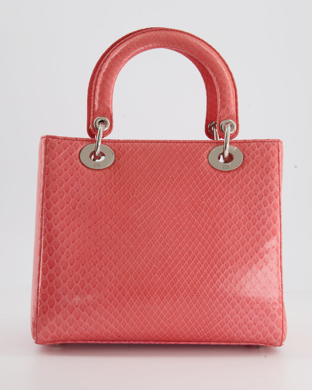 Christian Dior Medium Coral Python Lady Dior Bag with Silver Hardware