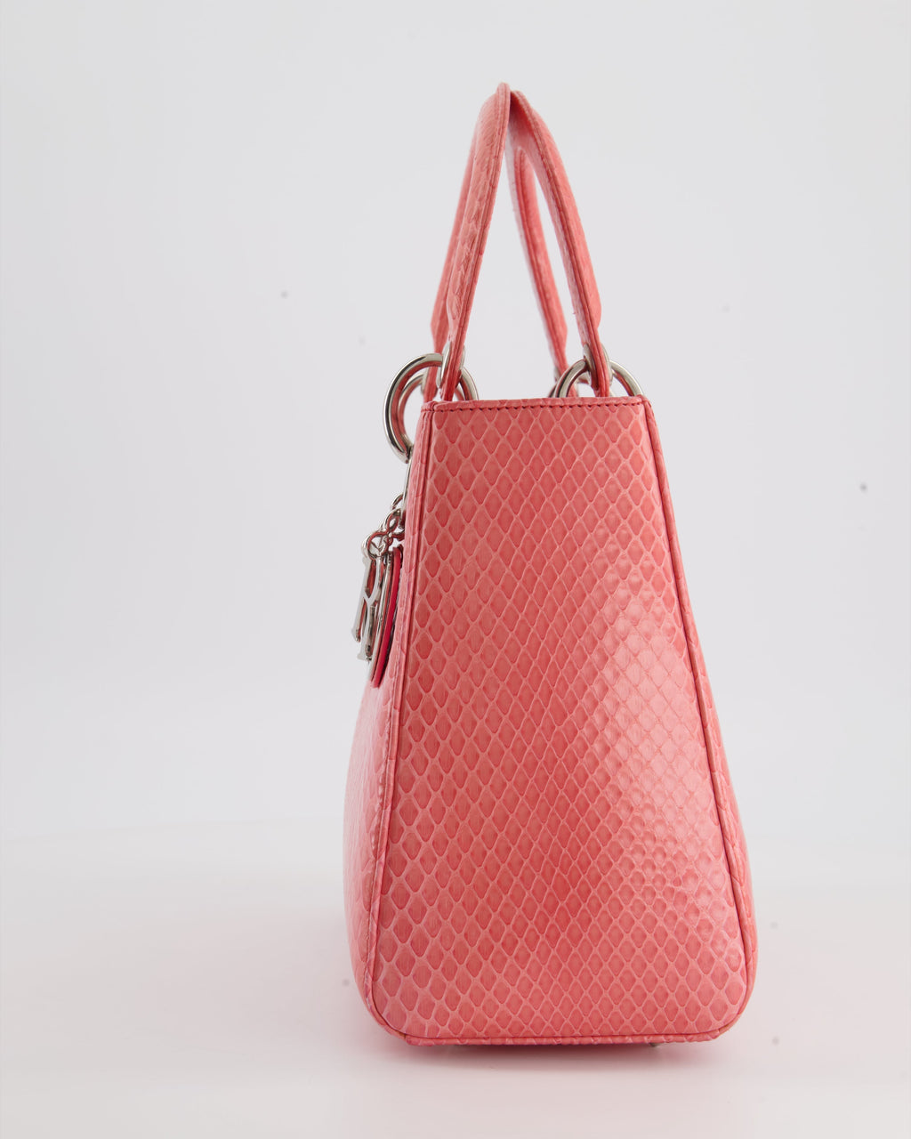 Christian Dior Medium Coral Python Lady Dior Bag with Silver Hardware