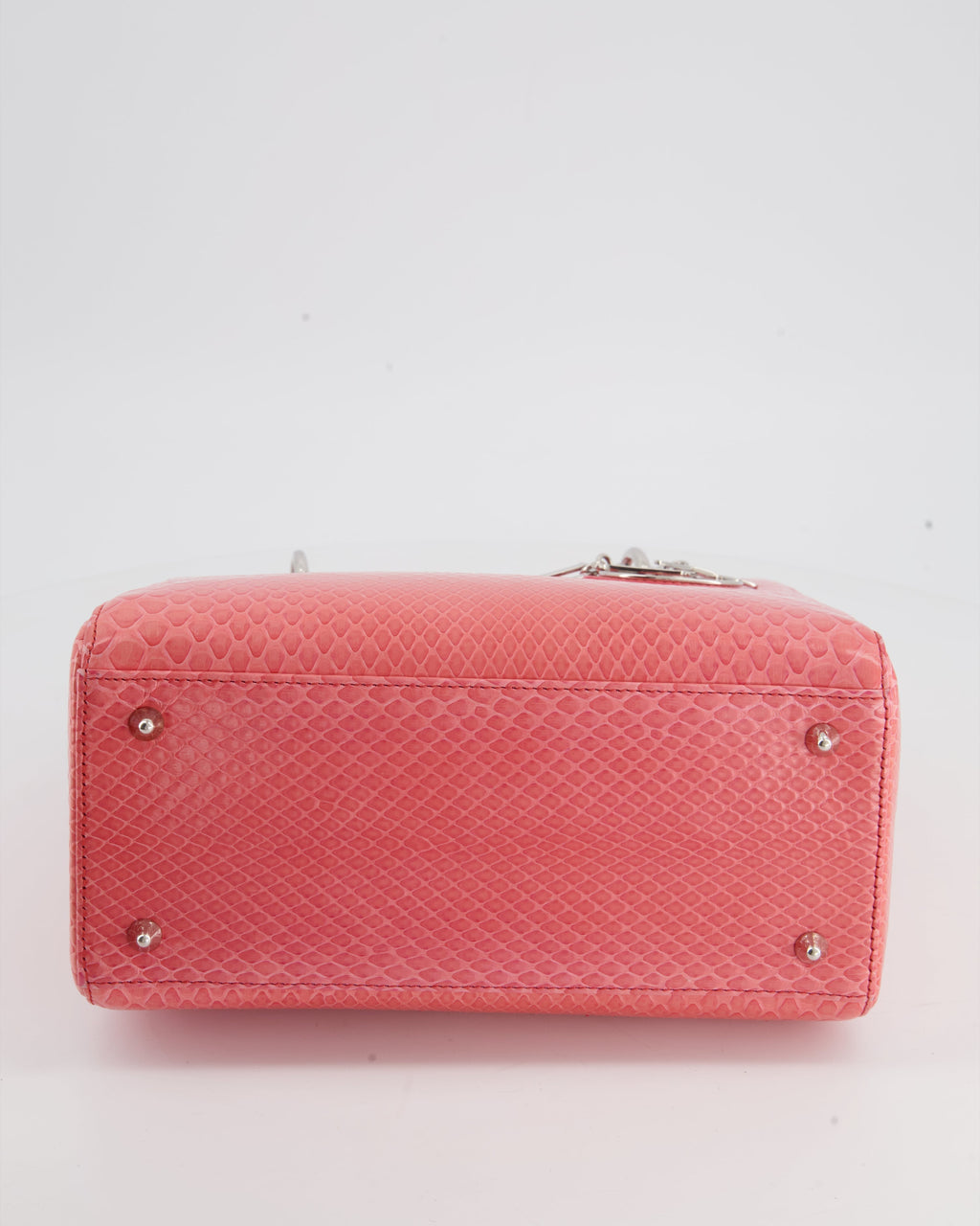 Christian Dior Medium Coral Python Lady Dior Bag with Silver Hardware