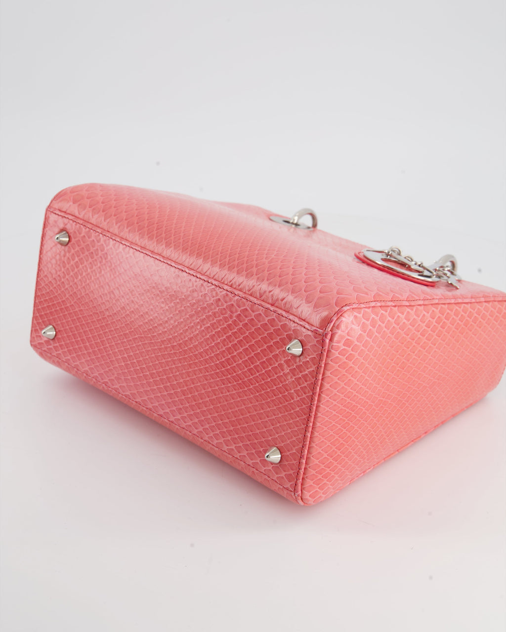 Christian Dior Medium Coral Python Lady Dior Bag with Silver Hardware