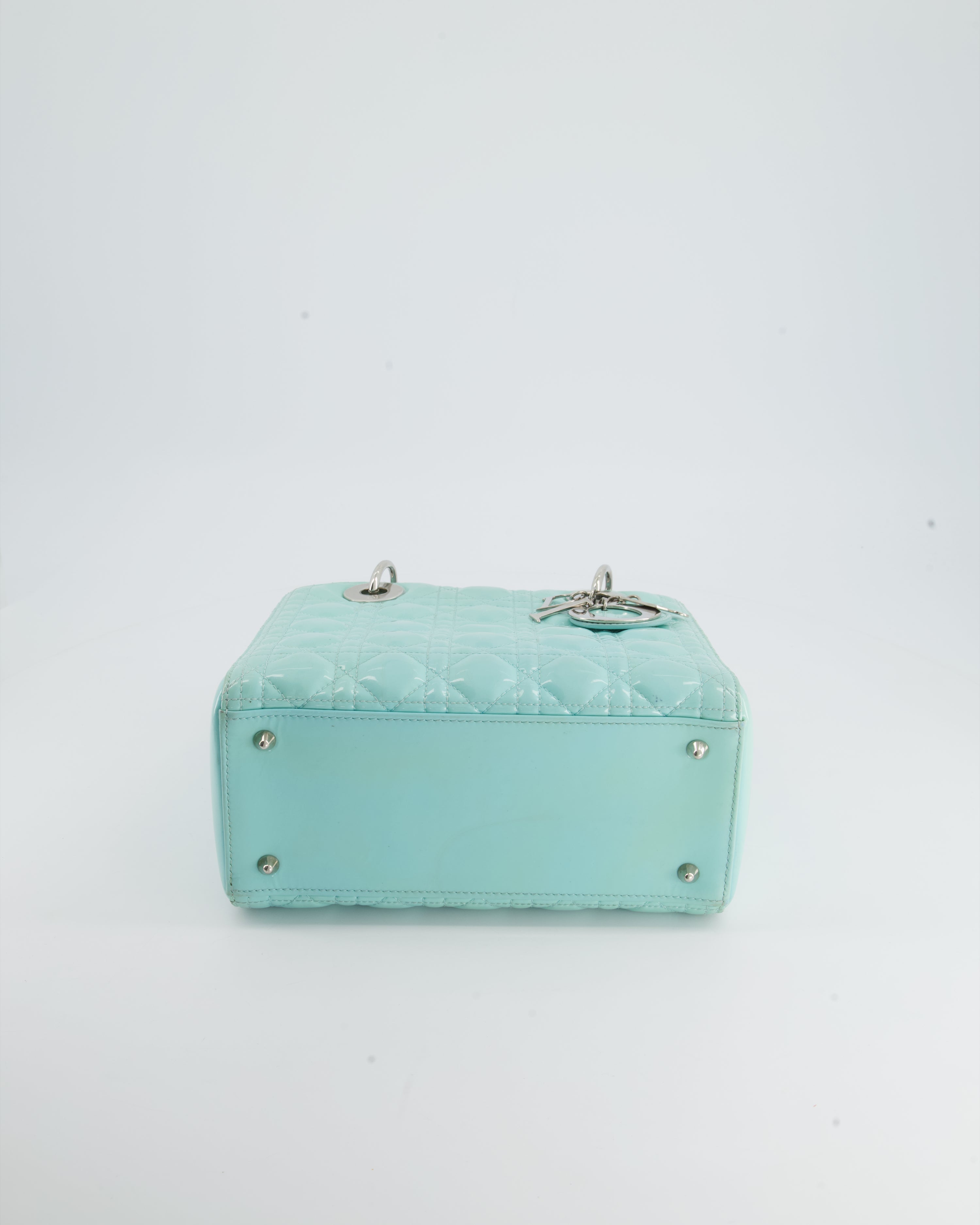 Christian Dior Tiffany Blue Medium Lady Dior Bag Patent with Silver Hardware RRP £5300